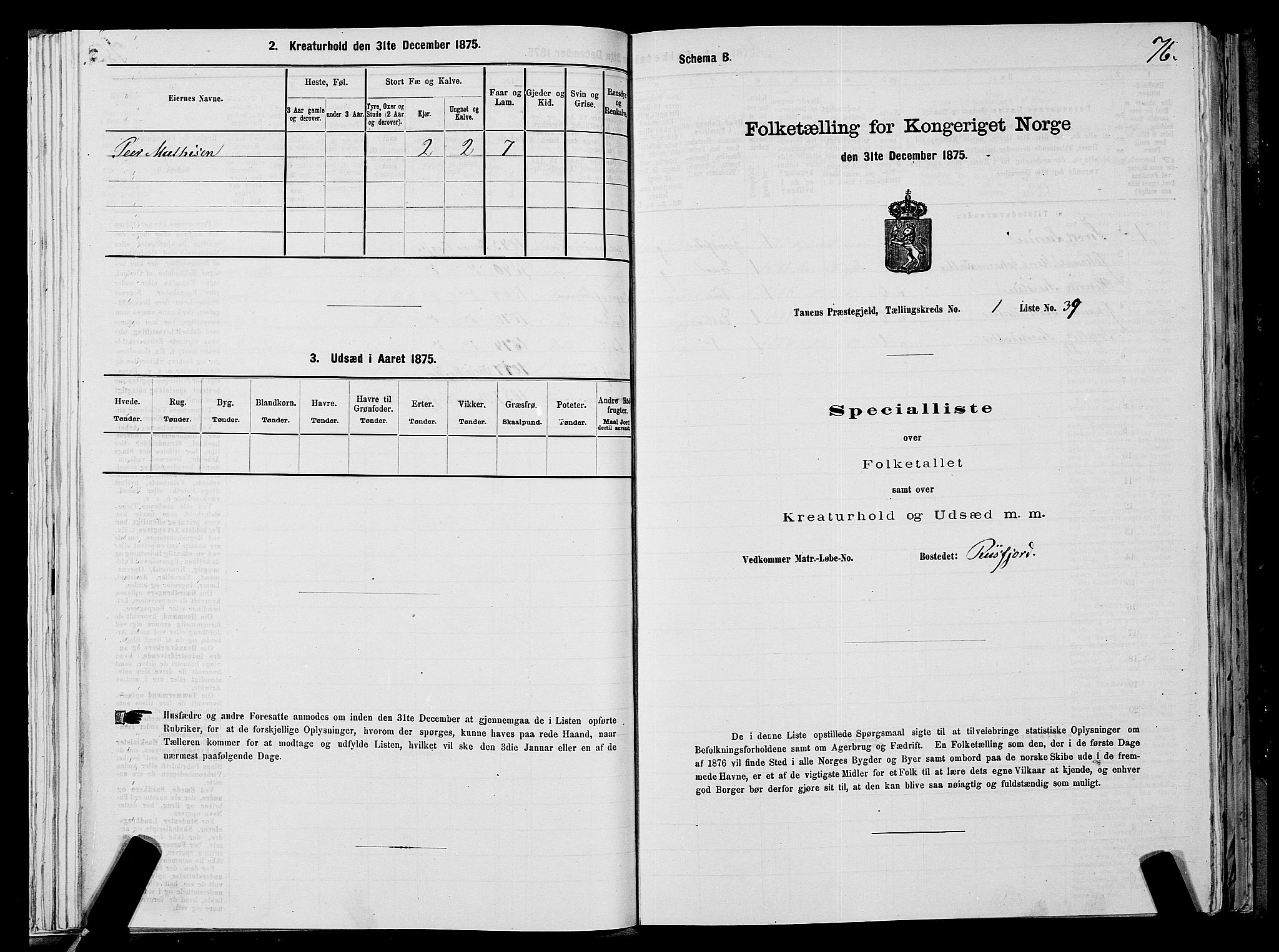 SATØ, 1875 census for 2025P Tana, 1875, p. 1076