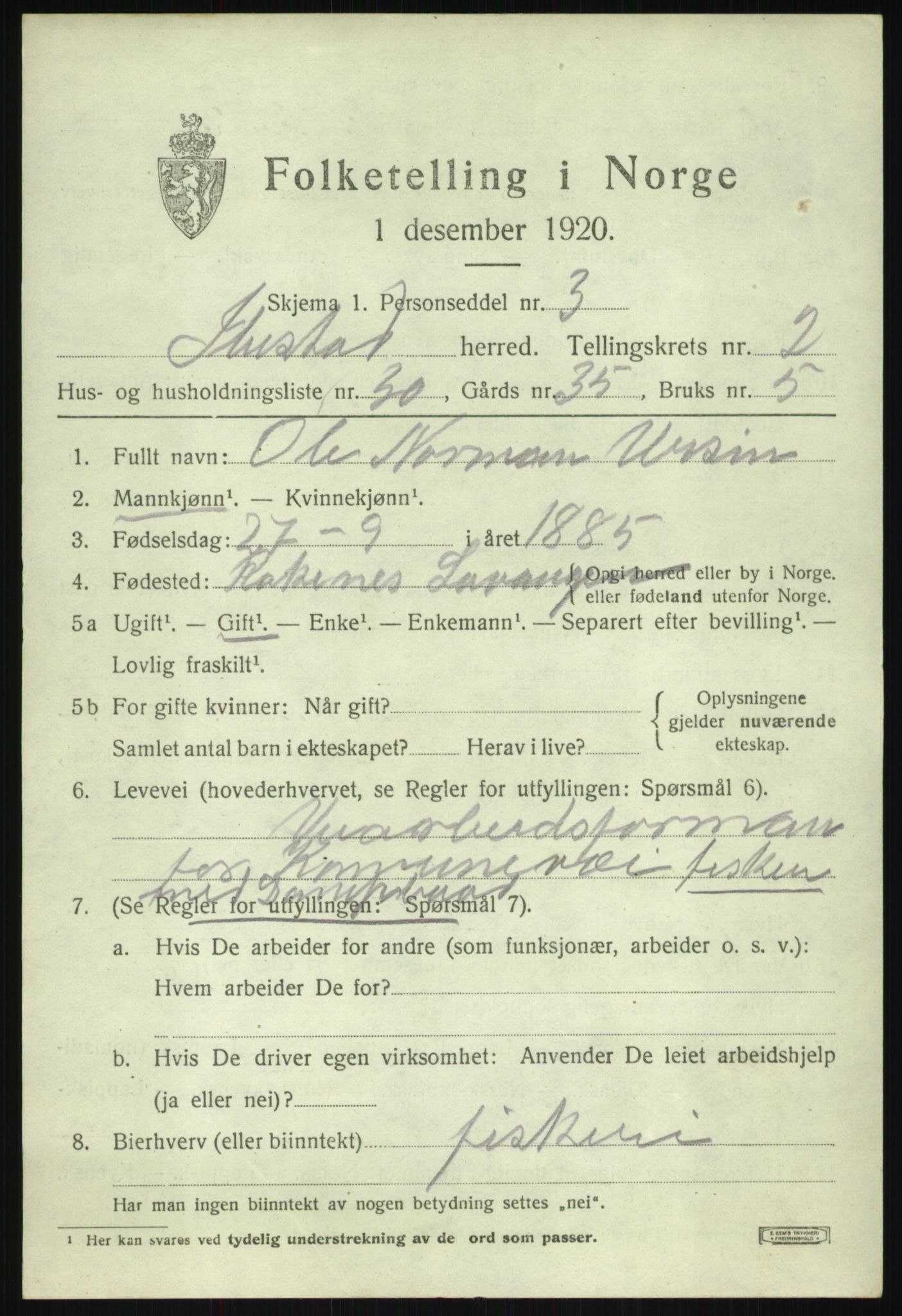 SATØ, 1920 census for Ibestad, 1920, p. 2748