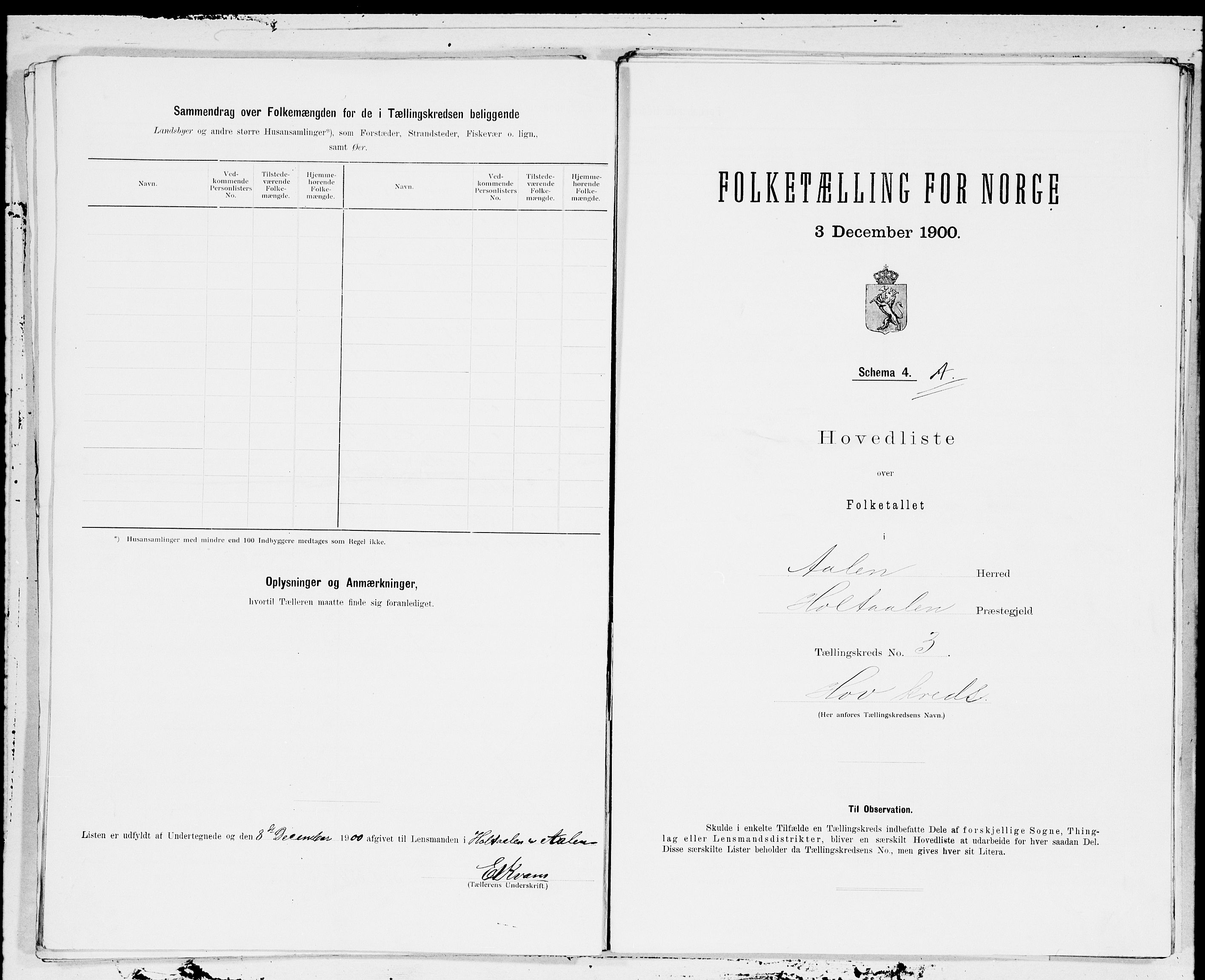 SAT, 1900 census for Ålen, 1900, p. 6