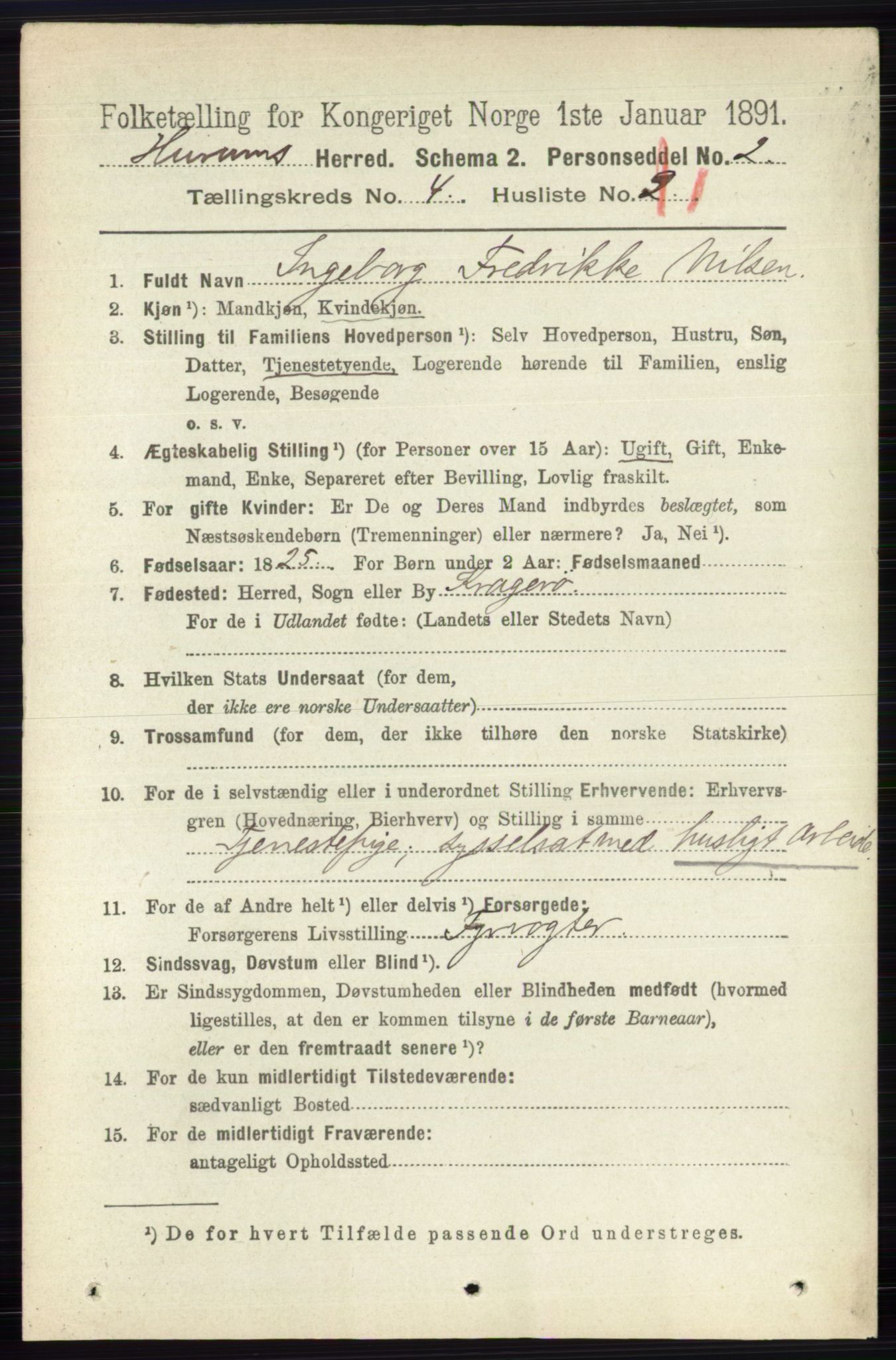 RA, 1891 census for 0628 Hurum, 1891, p. 1154