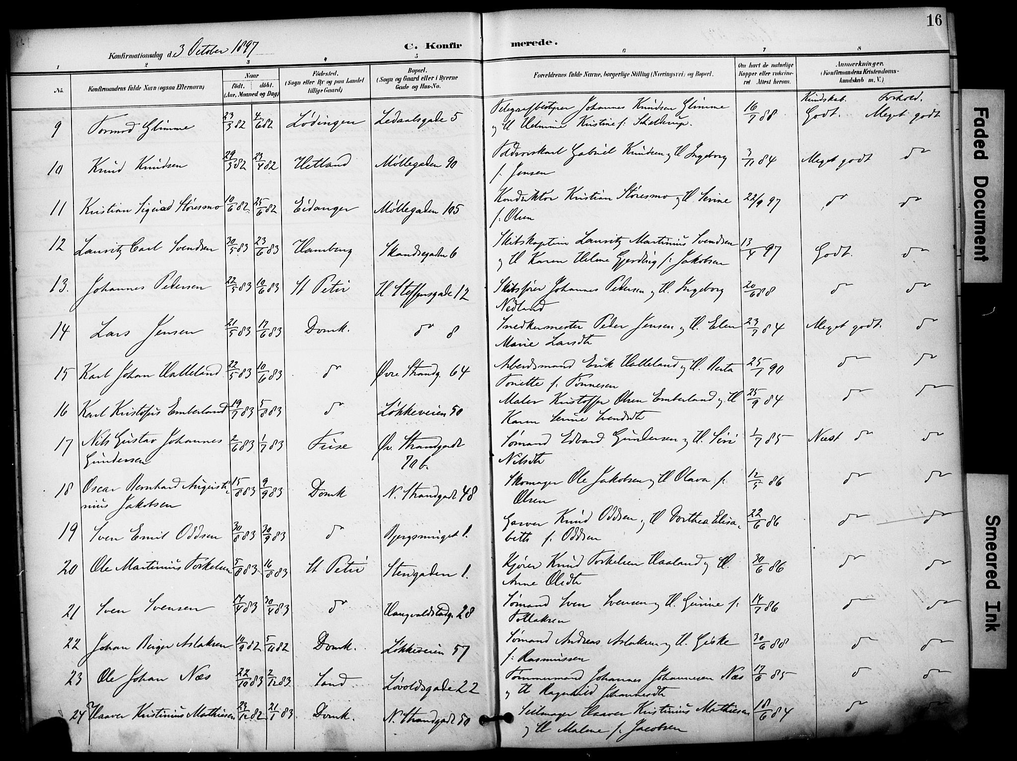 Domkirken sokneprestkontor, AV/SAST-A-101812/001/30/30BA/L0031: Parish register (official) no. A 30, 1896-1916, p. 16