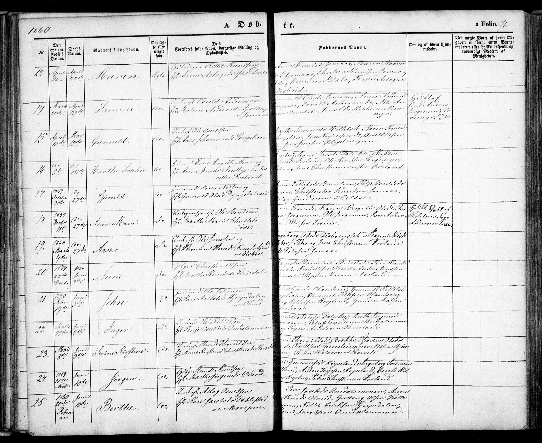 Froland sokneprestkontor, AV/SAK-1111-0013/F/Fa/L0002: Parish register (official) no. A 2, 1845-1863, p. 71