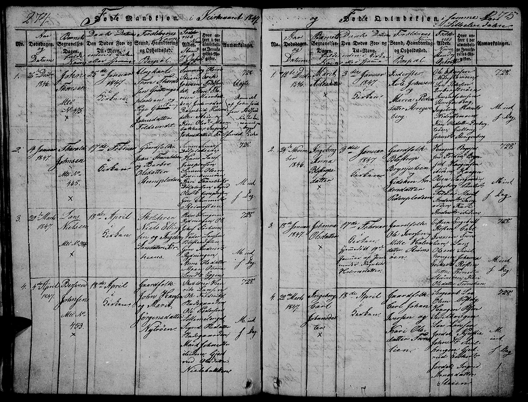 Tynset prestekontor, SAH/PREST-058/H/Ha/Hab/L0002: Parish register (copy) no. 2, 1814-1862, p. 274-275