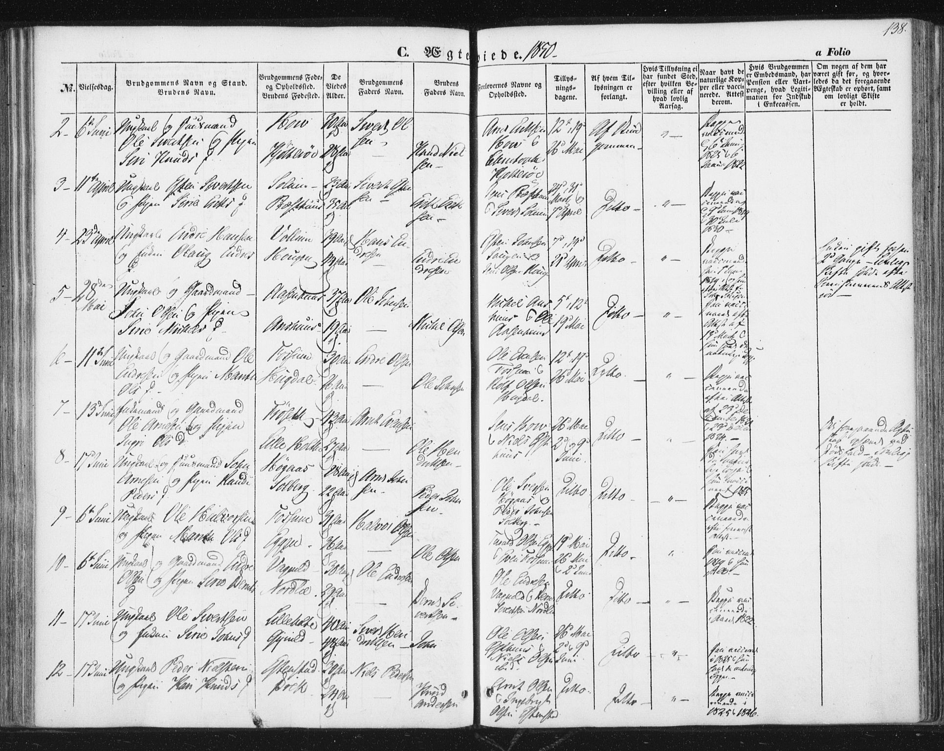 Ministerialprotokoller, klokkerbøker og fødselsregistre - Sør-Trøndelag, SAT/A-1456/689/L1038: Parish register (official) no. 689A03, 1848-1872, p. 138