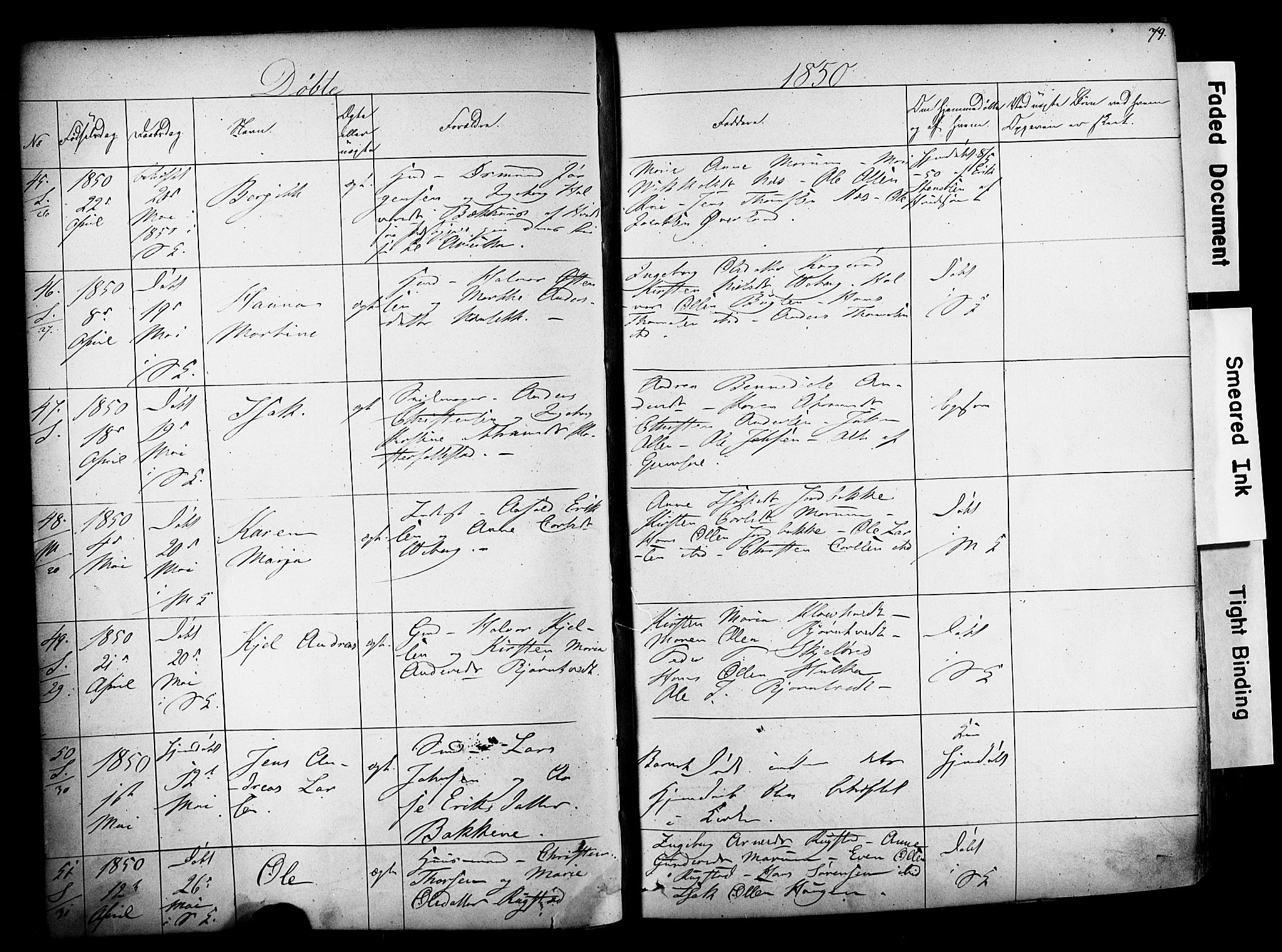 Solum kirkebøker, SAKO/A-306/F/Fa/L0006: Parish register (official) no. I 6, 1844-1855, p. 79