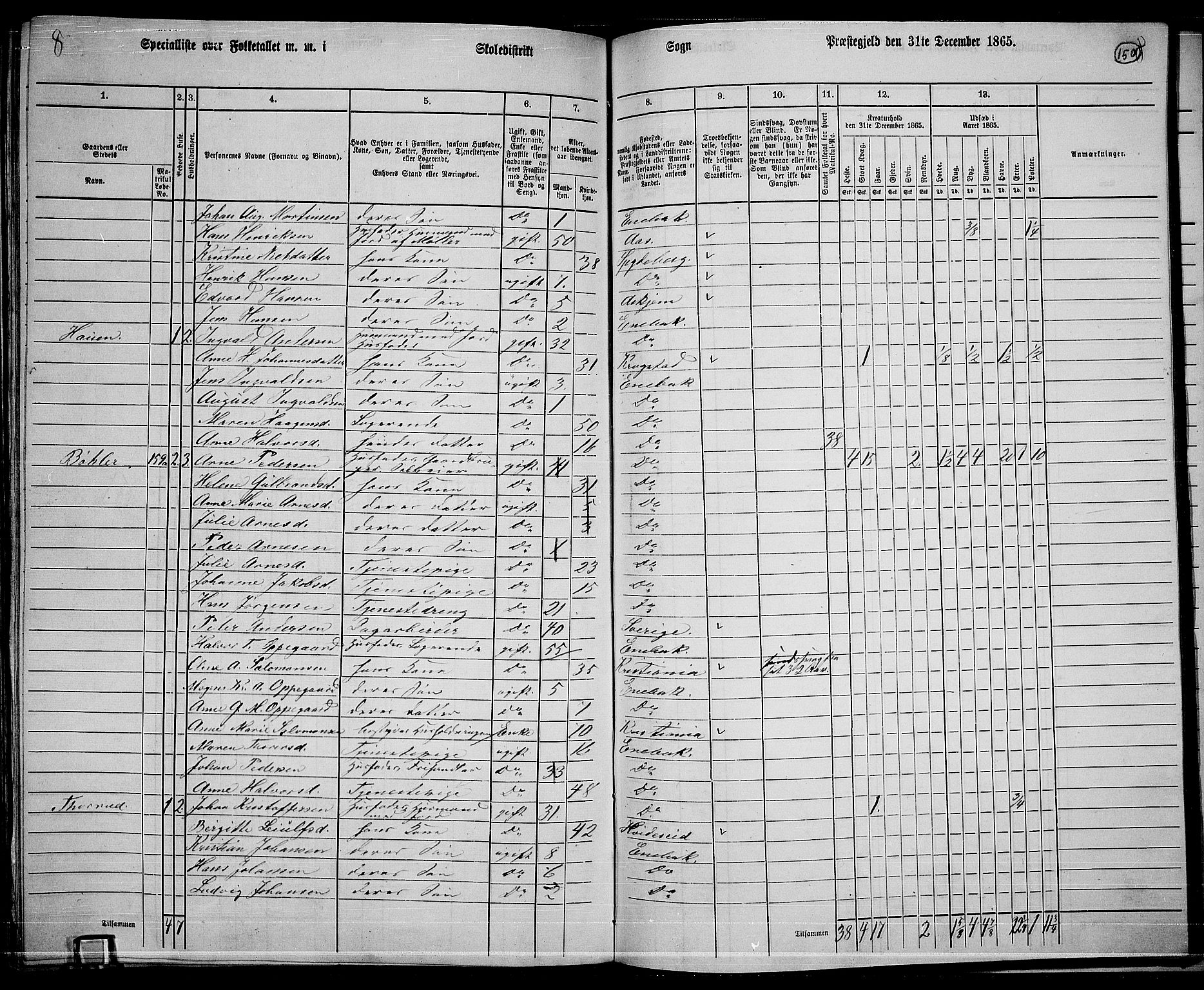 RA, 1865 census for Enebakk, 1865, p. 132