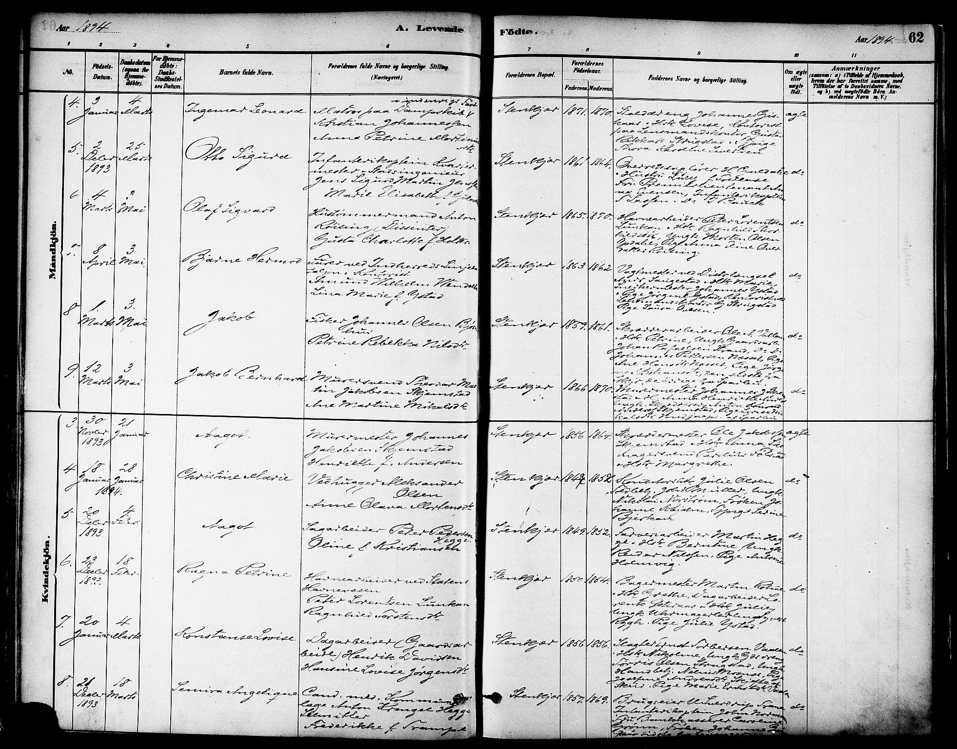 Ministerialprotokoller, klokkerbøker og fødselsregistre - Nord-Trøndelag, SAT/A-1458/739/L0371: Parish register (official) no. 739A03, 1881-1895, p. 62