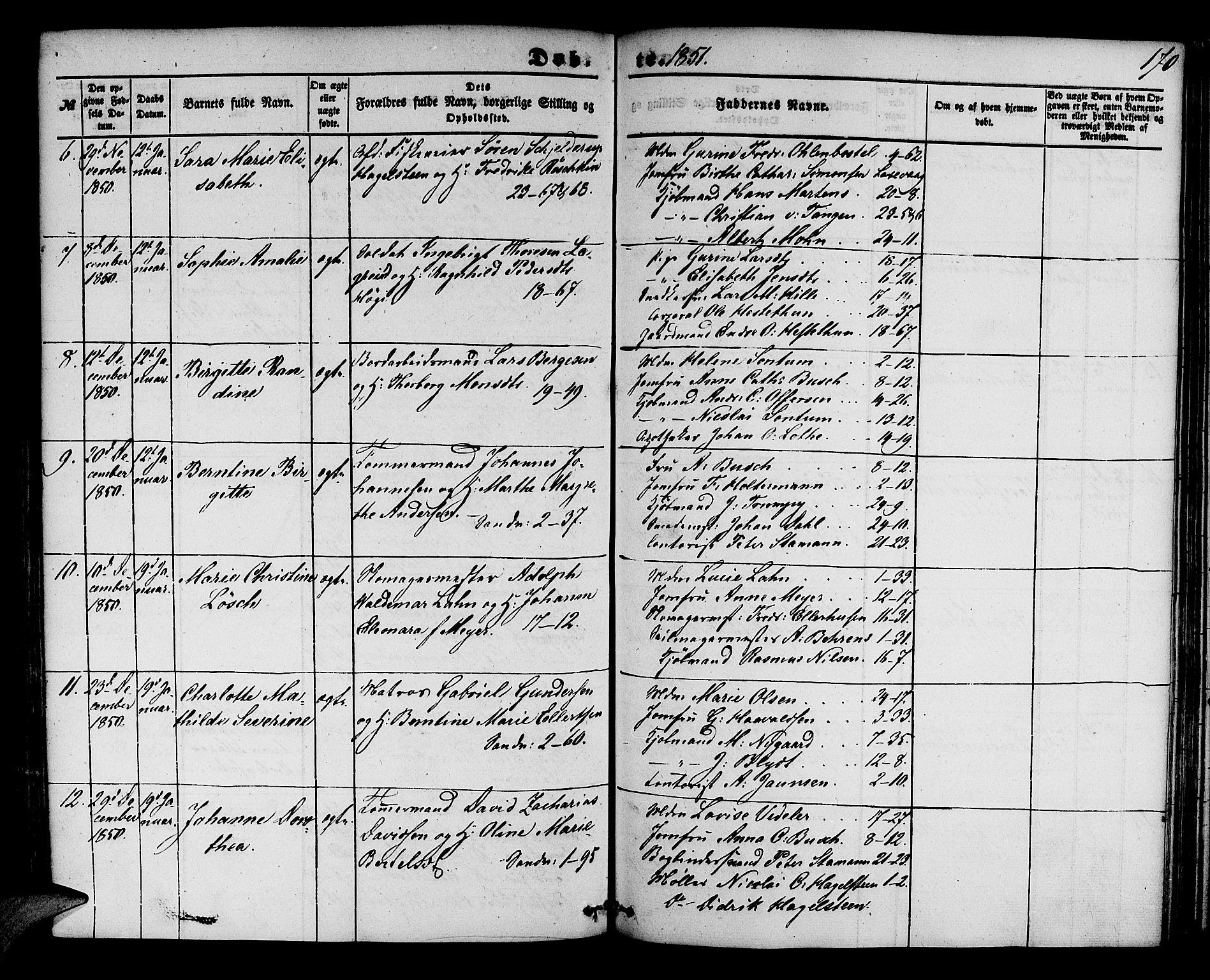 Korskirken sokneprestembete, AV/SAB-A-76101/H/Hab: Parish register (copy) no. B 2, 1847-1853, p. 170