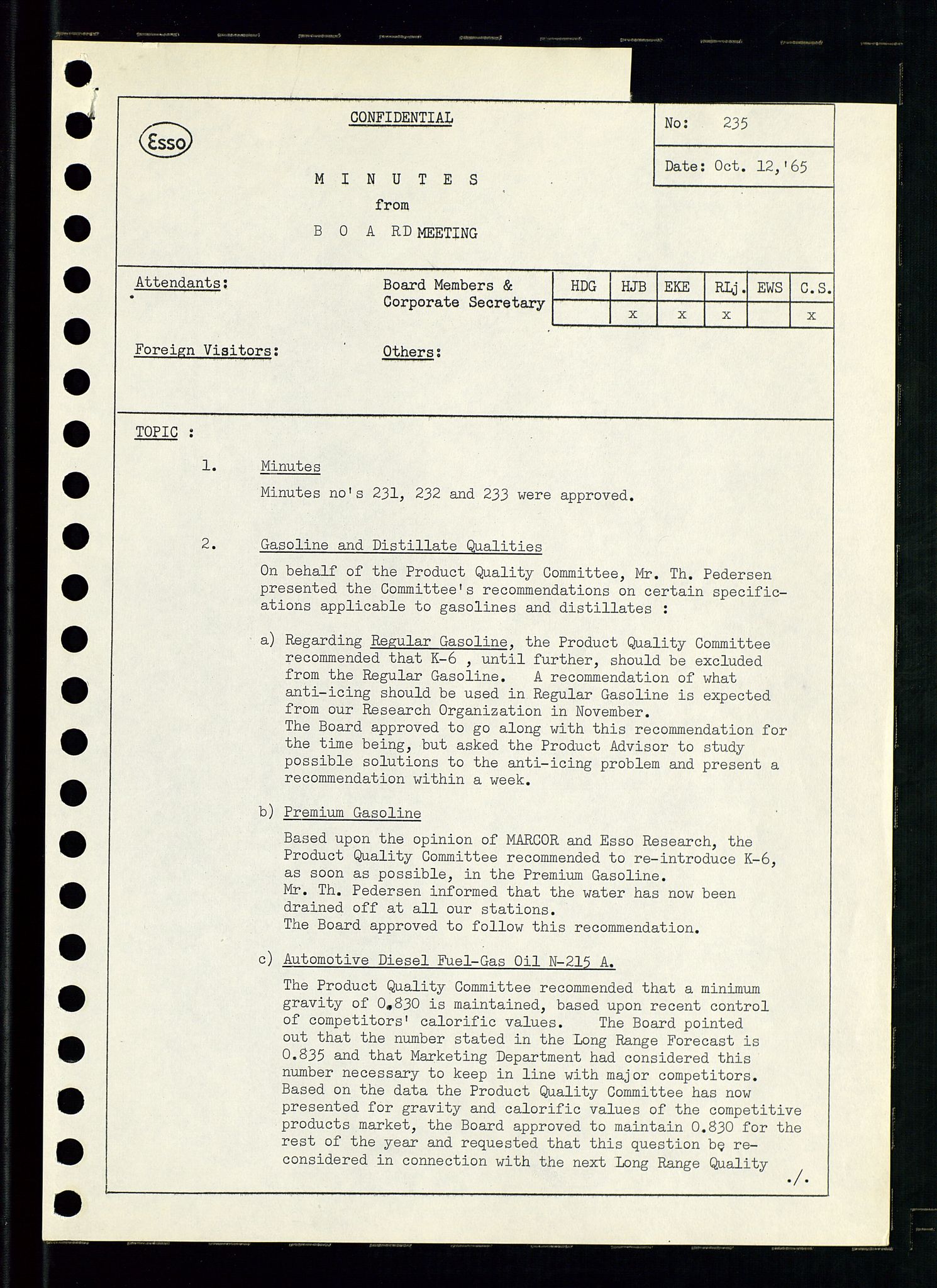 Pa 0982 - Esso Norge A/S, AV/SAST-A-100448/A/Aa/L0002/0001: Den administrerende direksjon Board minutes (styrereferater) / Den administrerende direksjon Board minutes (styrereferater), 1965, p. 37