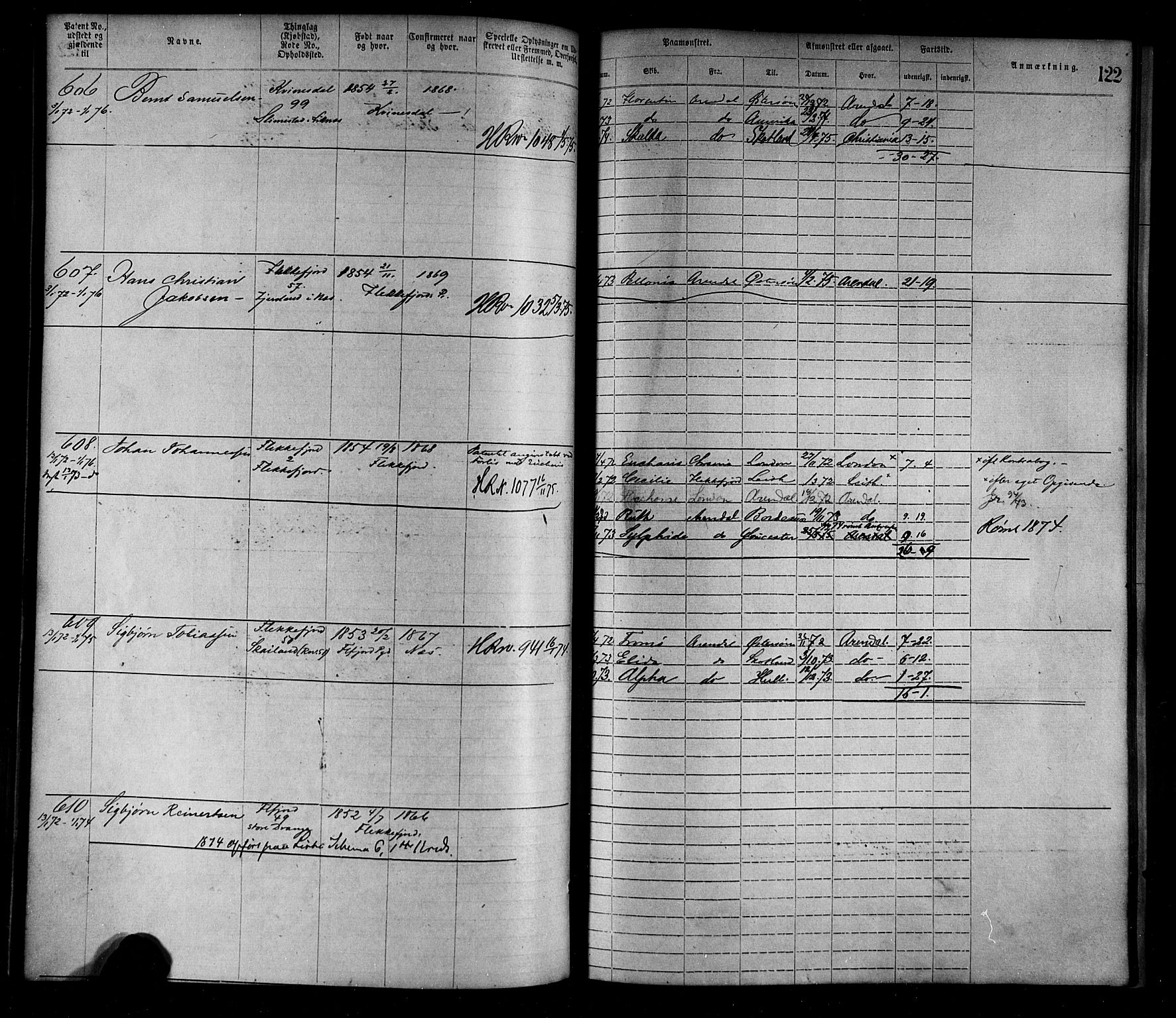 Flekkefjord mønstringskrets, AV/SAK-2031-0018/F/Fa/L0002: Annotasjonsrulle nr 1-1920 med register, N-2, 1870-1891, p. 146