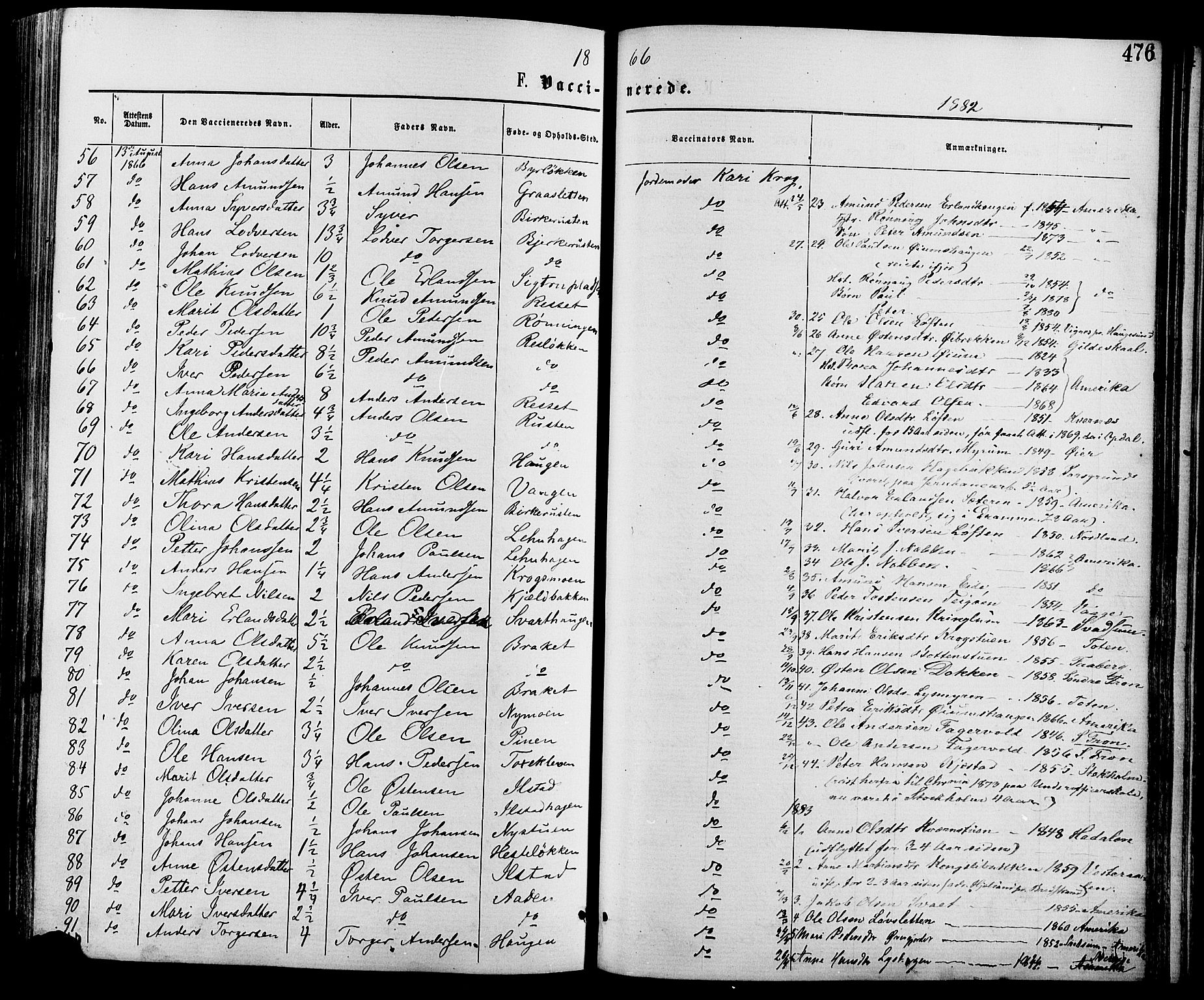 Nord-Fron prestekontor, AV/SAH-PREST-080/H/Ha/Haa/L0002: Parish register (official) no. 2, 1865-1883, p. 476