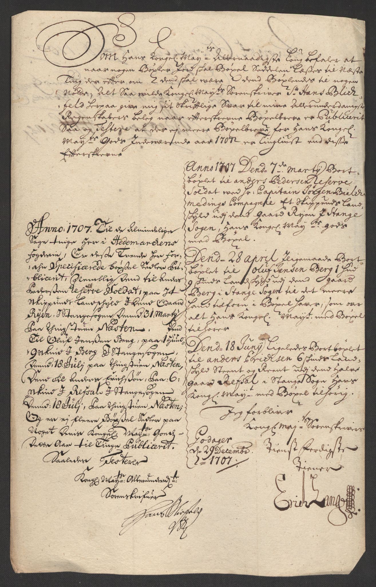 Rentekammeret inntil 1814, Reviderte regnskaper, Fogderegnskap, RA/EA-4092/R16/L1043: Fogderegnskap Hedmark, 1706-1707, p. 326