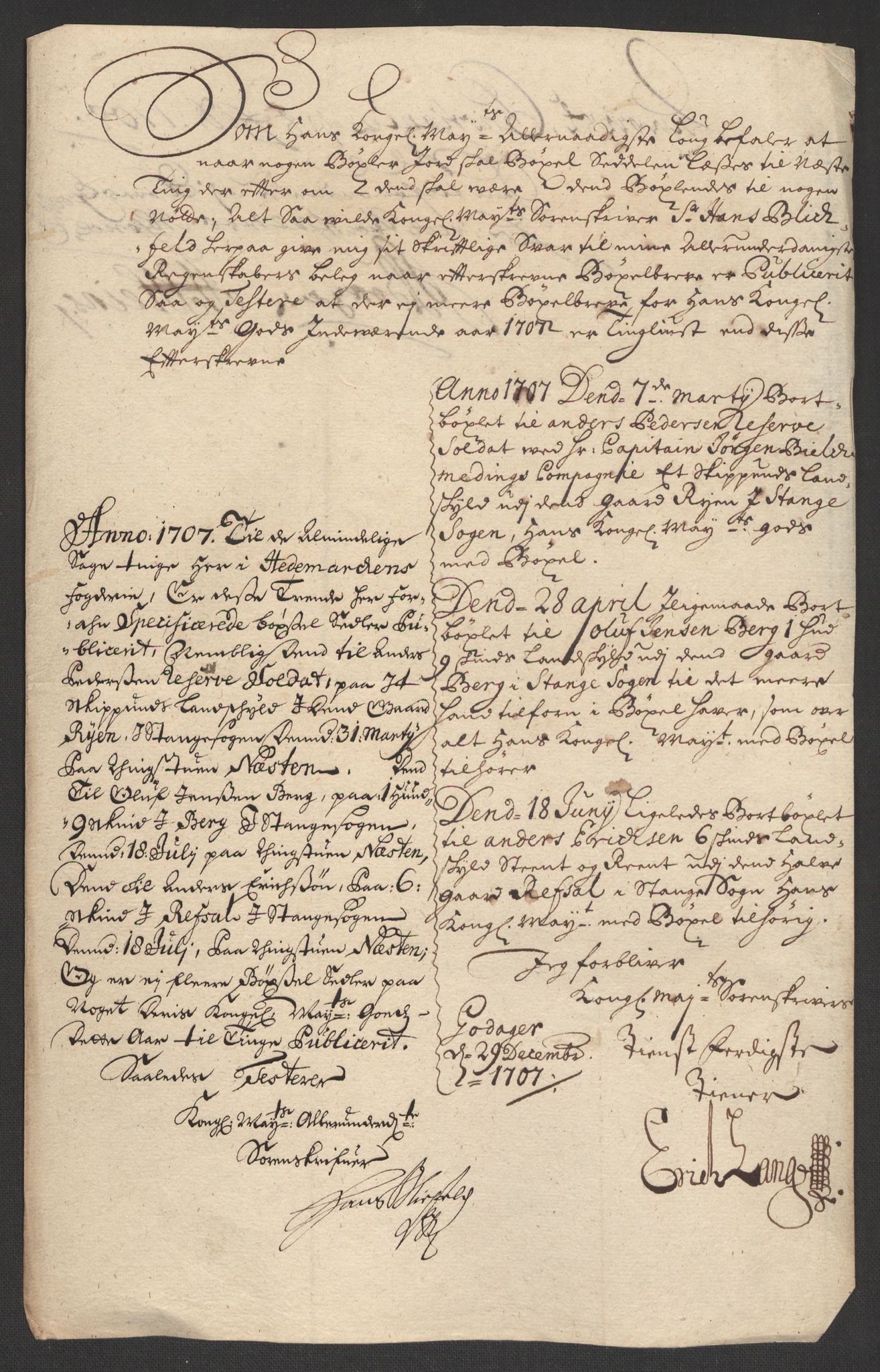 Rentekammeret inntil 1814, Reviderte regnskaper, Fogderegnskap, AV/RA-EA-4092/R16/L1043: Fogderegnskap Hedmark, 1706-1707, p. 326