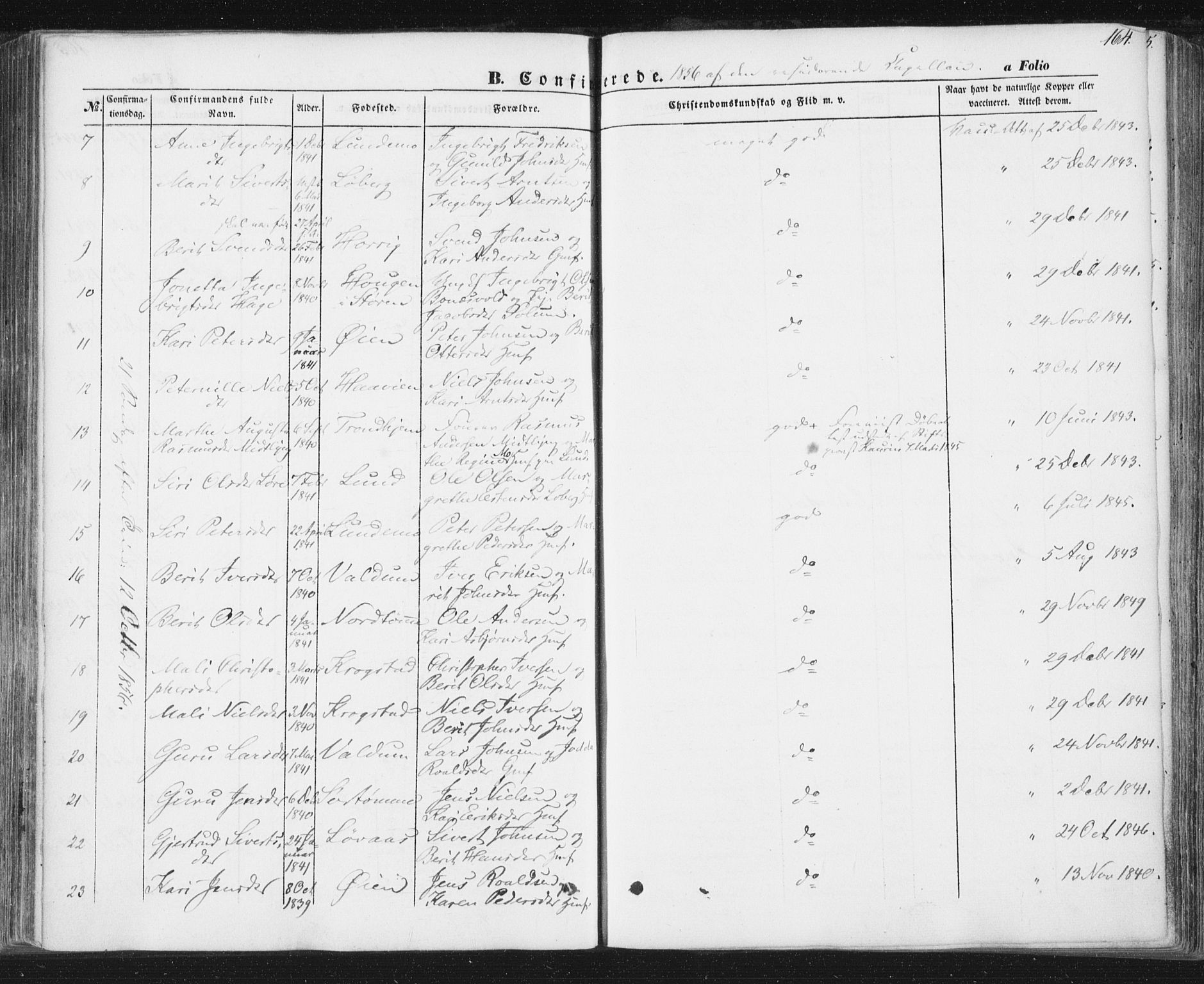 Ministerialprotokoller, klokkerbøker og fødselsregistre - Sør-Trøndelag, SAT/A-1456/692/L1103: Parish register (official) no. 692A03, 1849-1870, p. 164