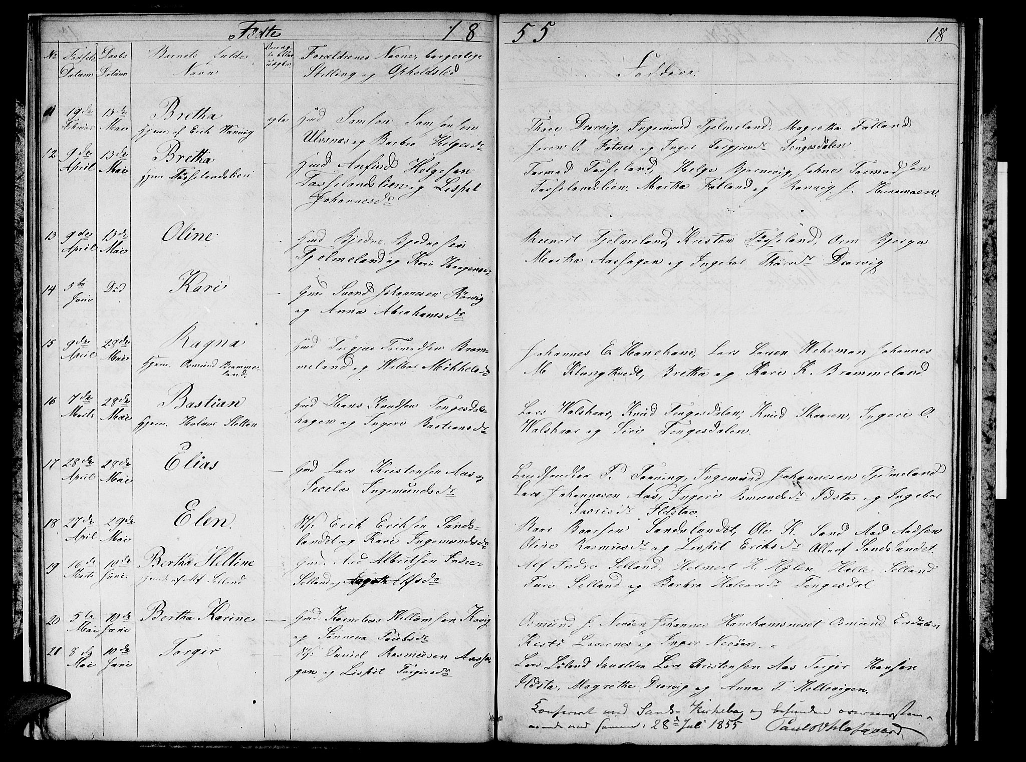 Sand sokneprestkontor, AV/SAST-A-101848/01/IV/L0002: Parish register (copy) no. B 2, 1852-1871, p. 18