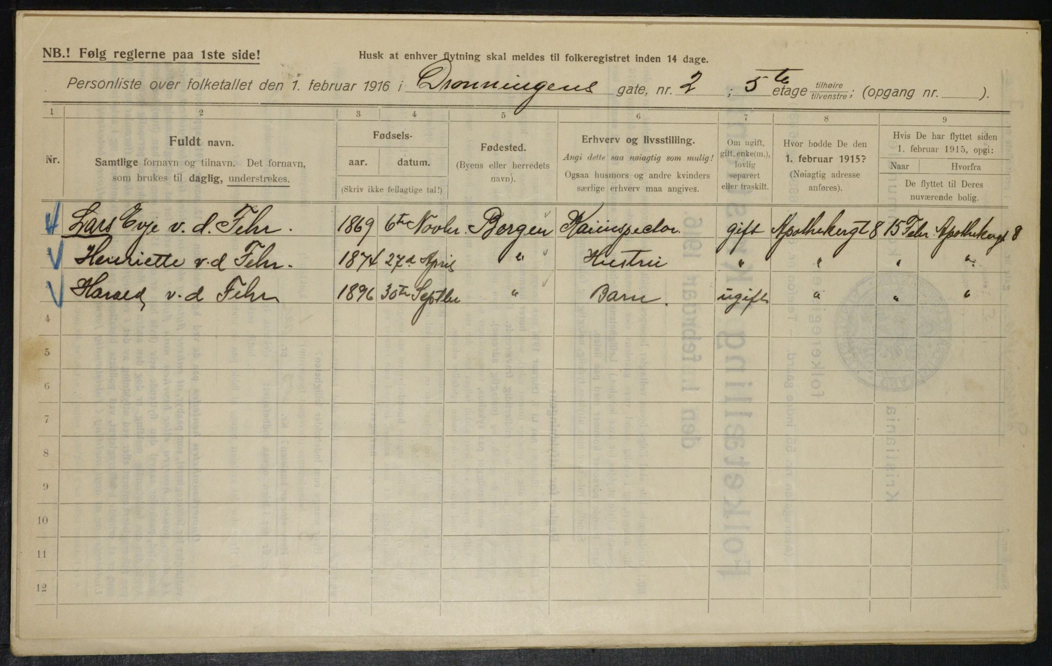 OBA, Municipal Census 1916 for Kristiania, 1916, p. 17290