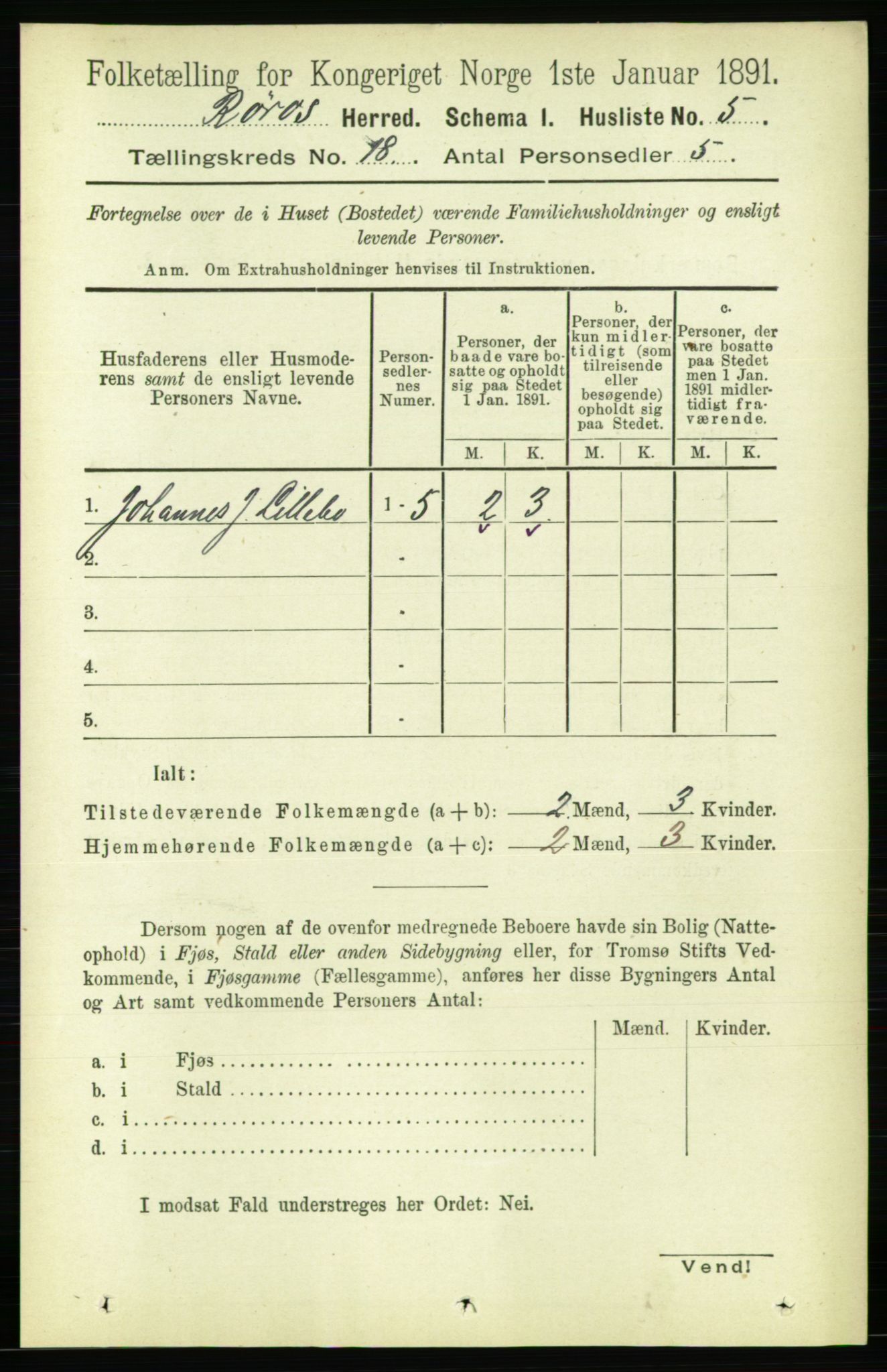 RA, 1891 census for 1640 Røros, 1891, p. 4805