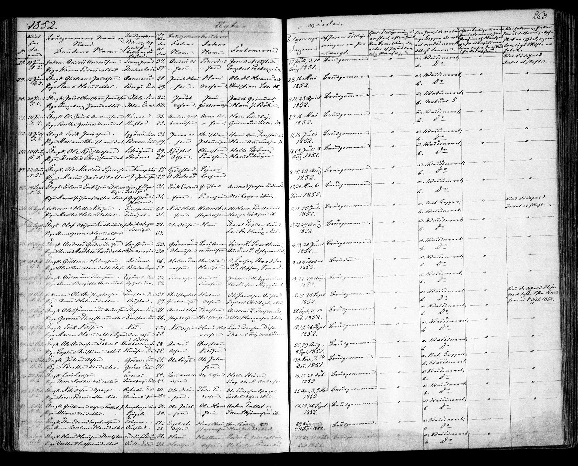 Nes prestekontor Kirkebøker, AV/SAO-A-10410/F/Fa/L0007: Parish register (official) no. I 7, 1846-1858, p. 263