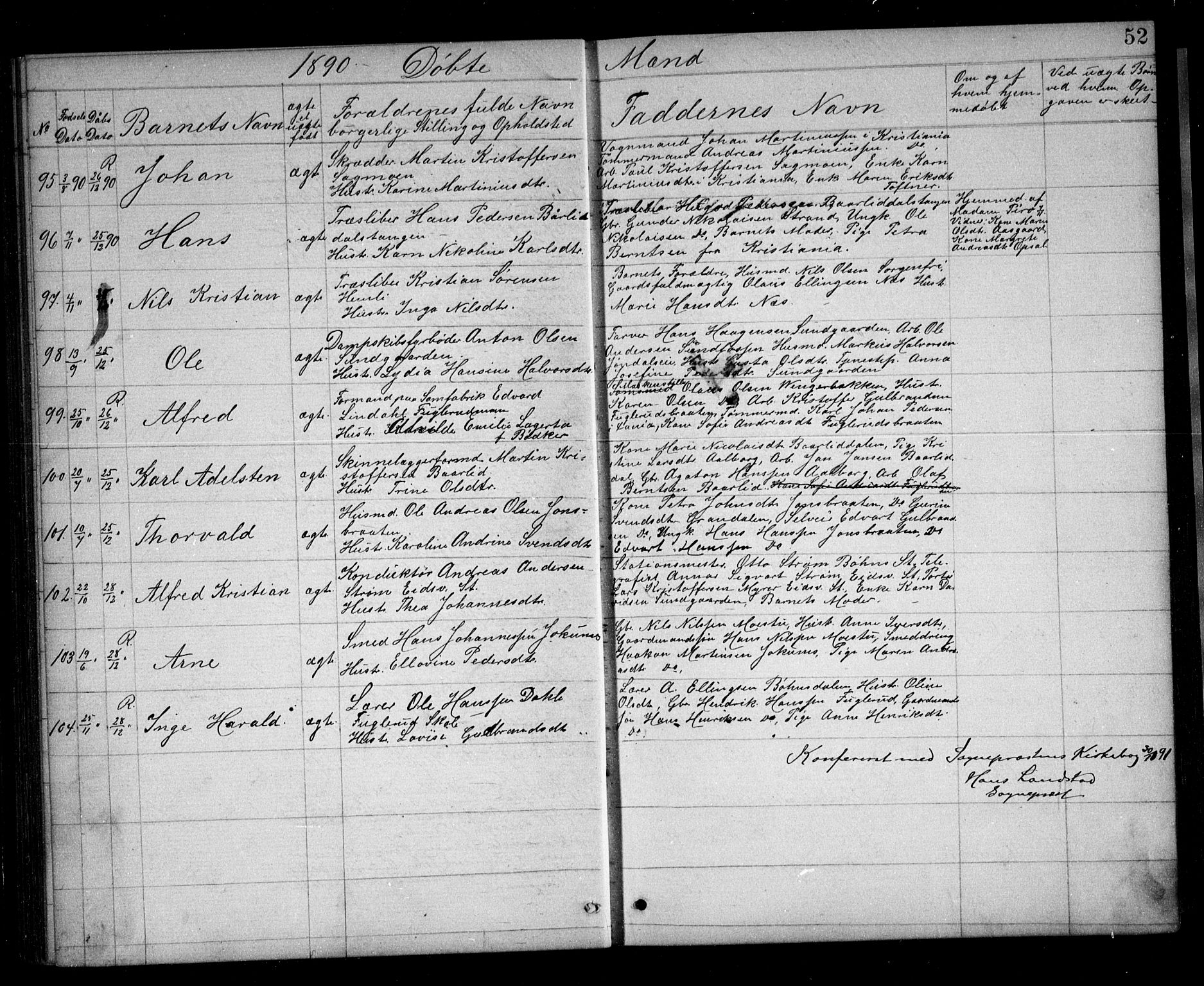 Eidsvoll prestekontor Kirkebøker, AV/SAO-A-10888/G/Ga/L0005: Parish register (copy) no. I 5, 1884-1894, p. 52