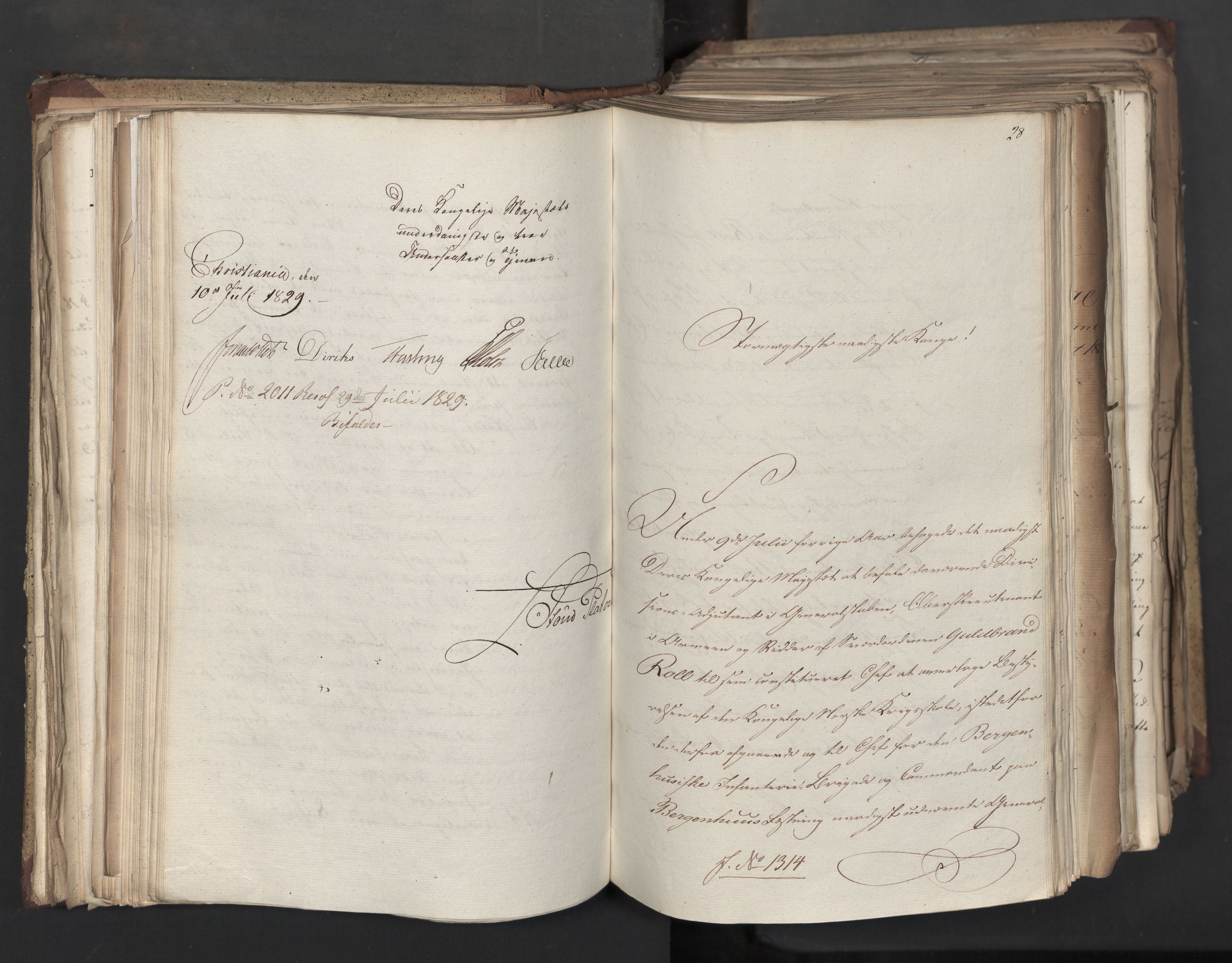 Statsrådsavdelingen i Stockholm, AV/RA-S-1003/D/Da/L0060: Regjeringsinnstillinger nr. 1276-1500, 1829, p. 153