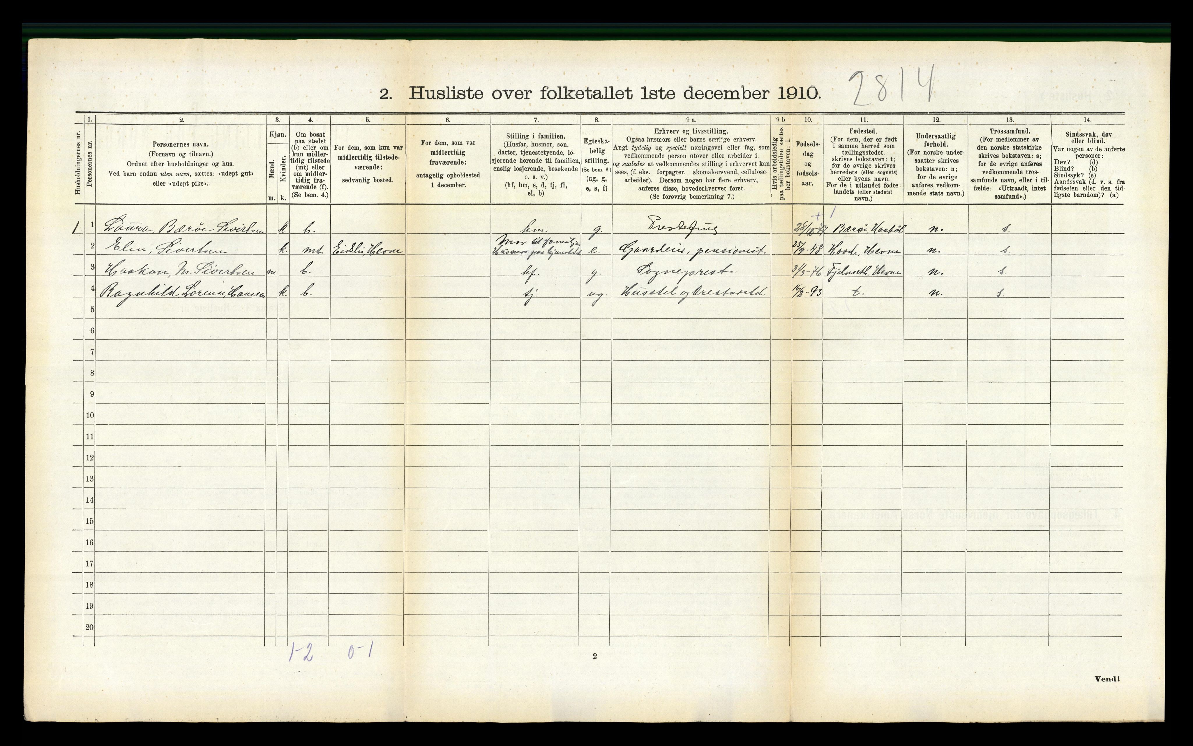 RA, 1910 census for Kjerringøy, 1910, p. 134