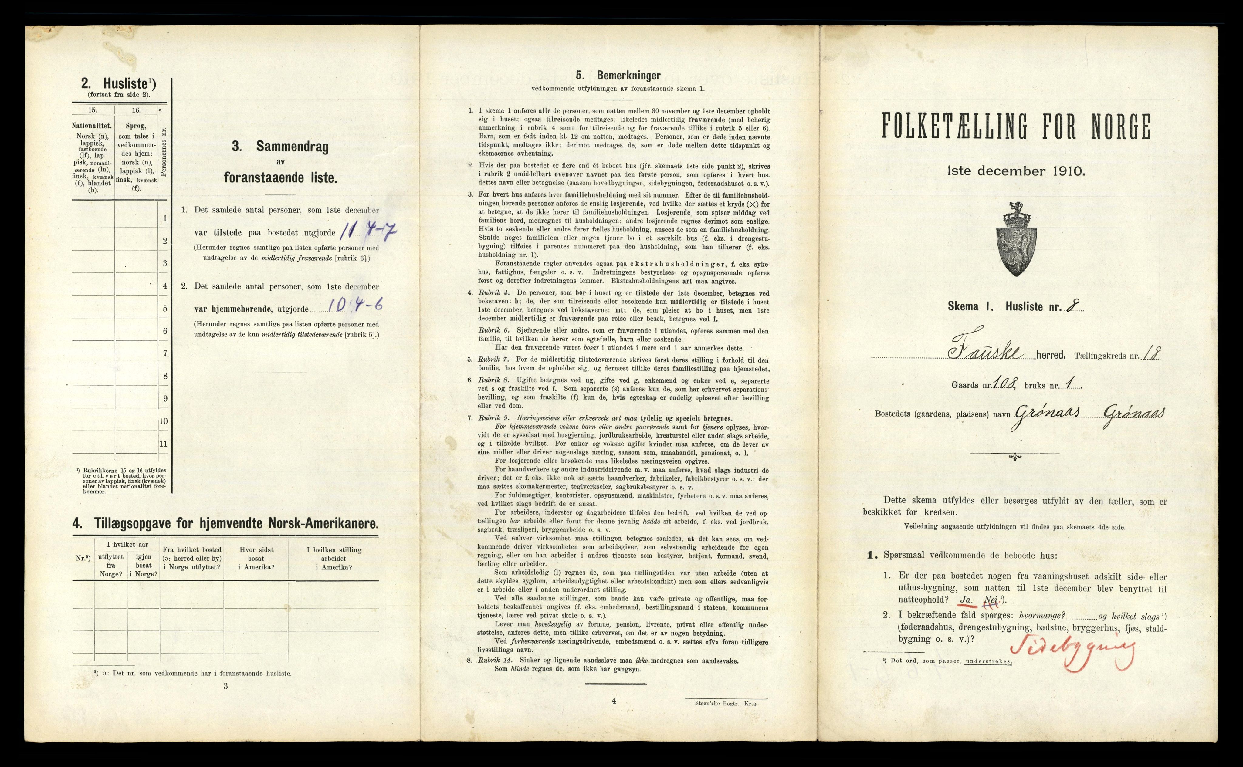 RA, 1910 census for Fauske, 1910, p. 1146