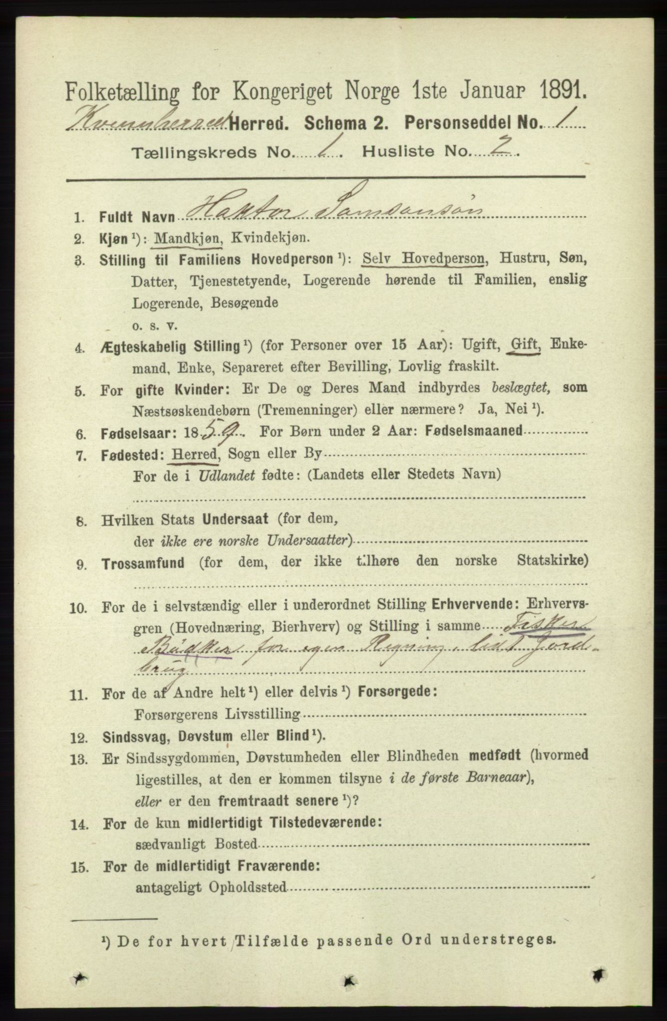 RA, 1891 census for 1224 Kvinnherad, 1891, p. 125