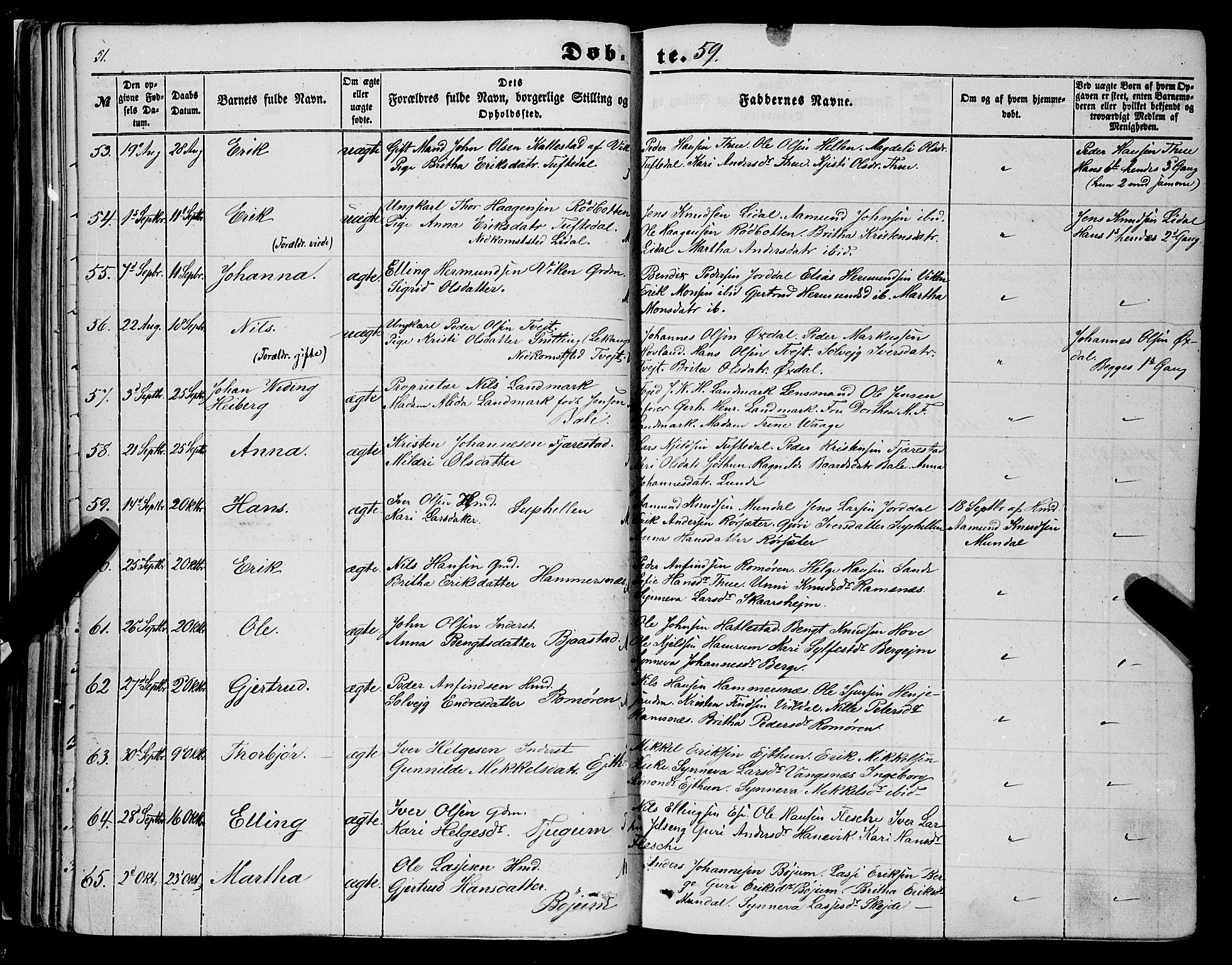 Balestrand sokneprestembete, AV/SAB-A-79601/H/Haa/Haaa/L0002: Parish register (official) no. A 2, 1847-1866, p. 51