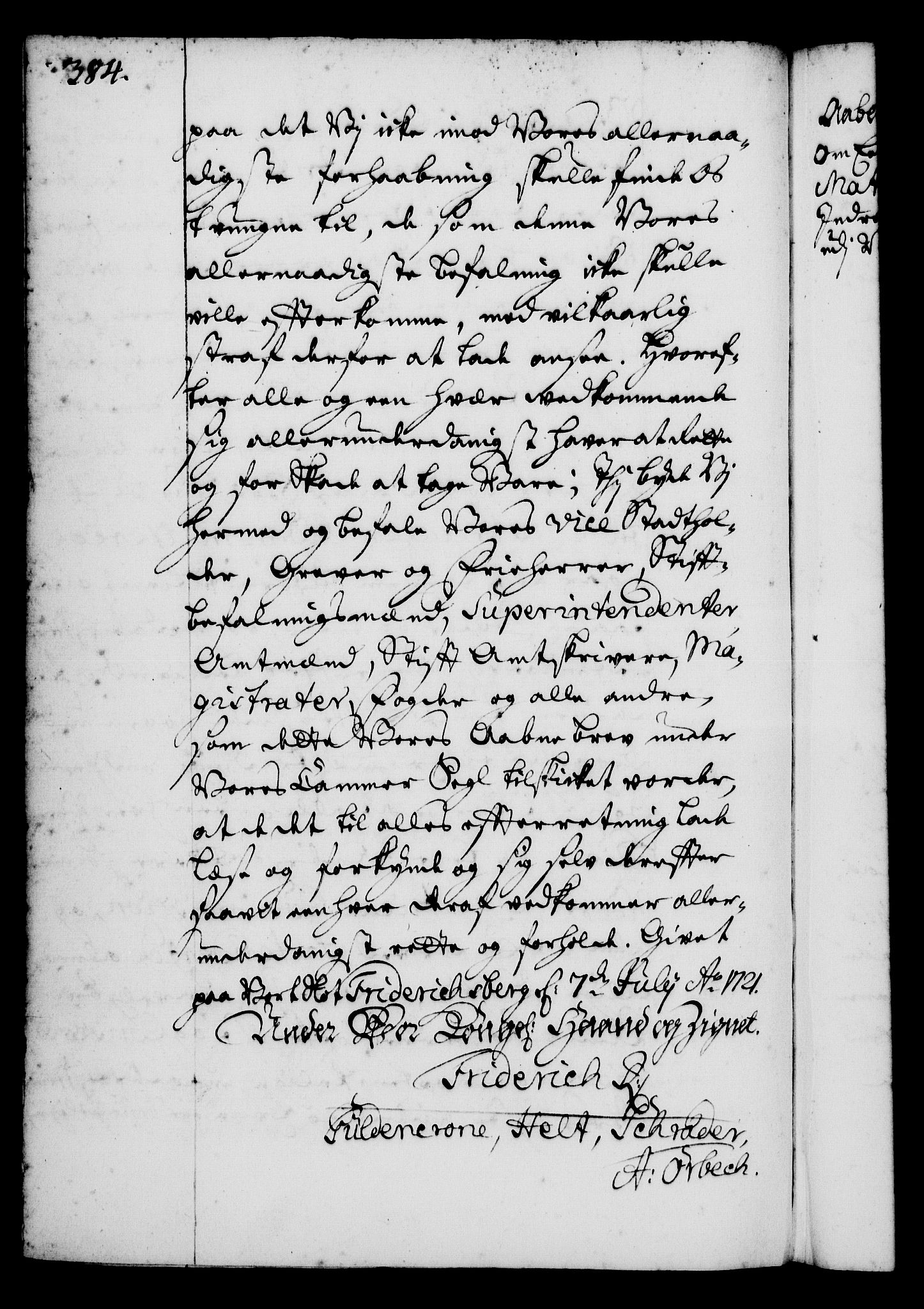 Rentekammeret, Kammerkanselliet, AV/RA-EA-3111/G/Gg/Gga/L0001: Norsk ekspedisjonsprotokoll med register (merket RK 53.1), 1720-1723, p. 384