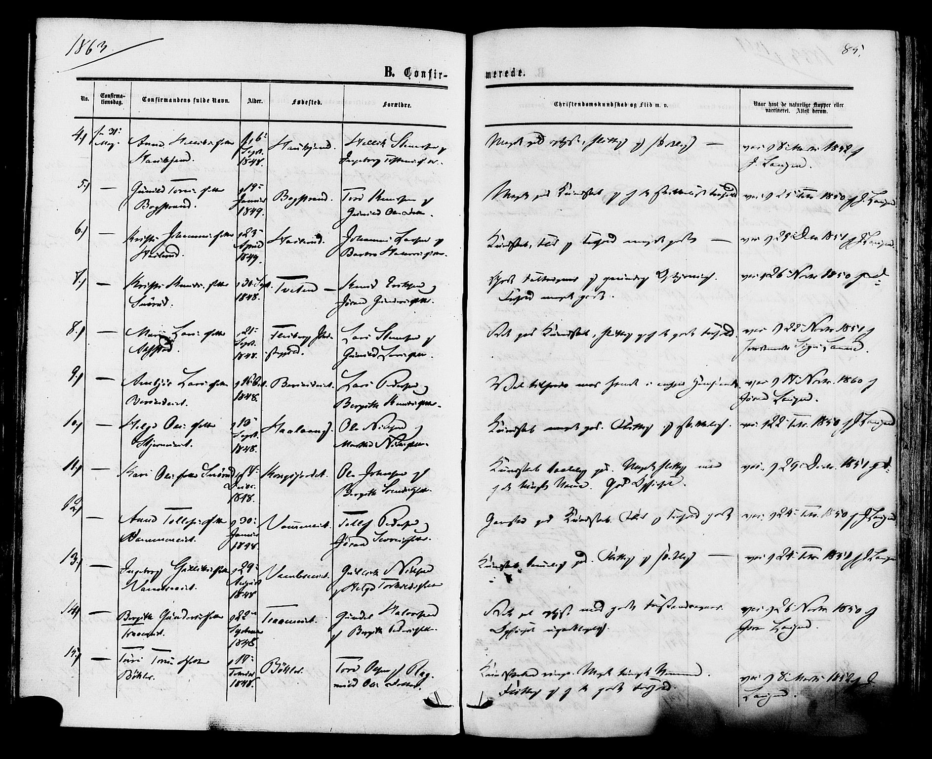 Rollag kirkebøker, AV/SAKO-A-240/F/Fa/L0009: Parish register (official) no. I 9, 1860-1874, p. 85