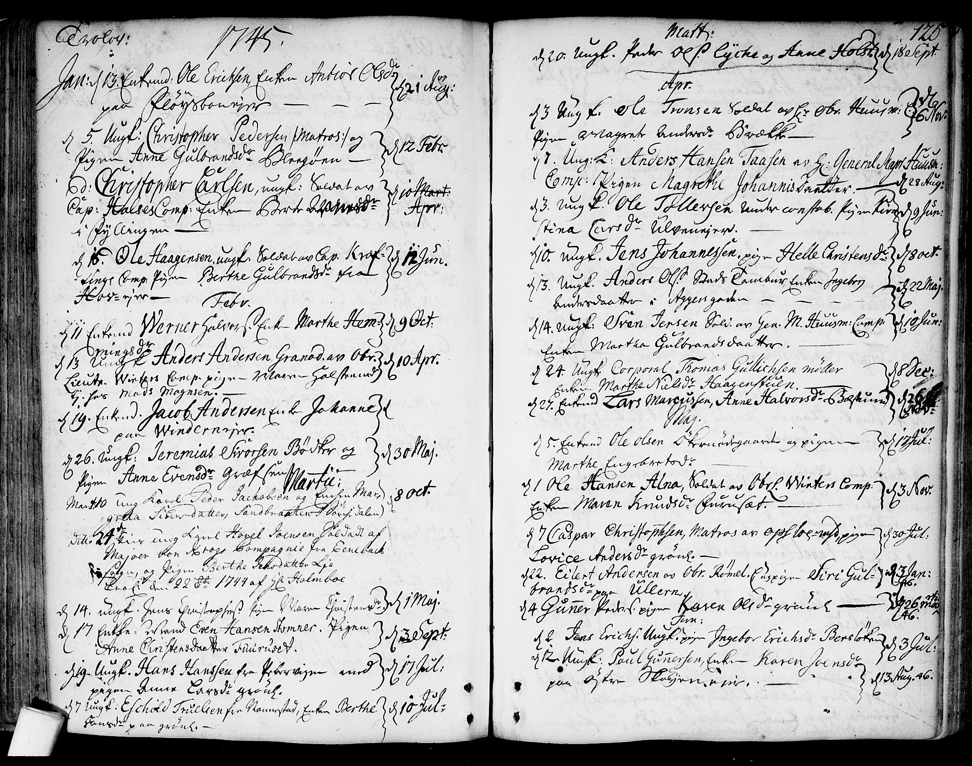 Aker prestekontor kirkebøker, SAO/A-10861/F/L0007: Parish register (official) no. 7, 1734-1748, p. 125