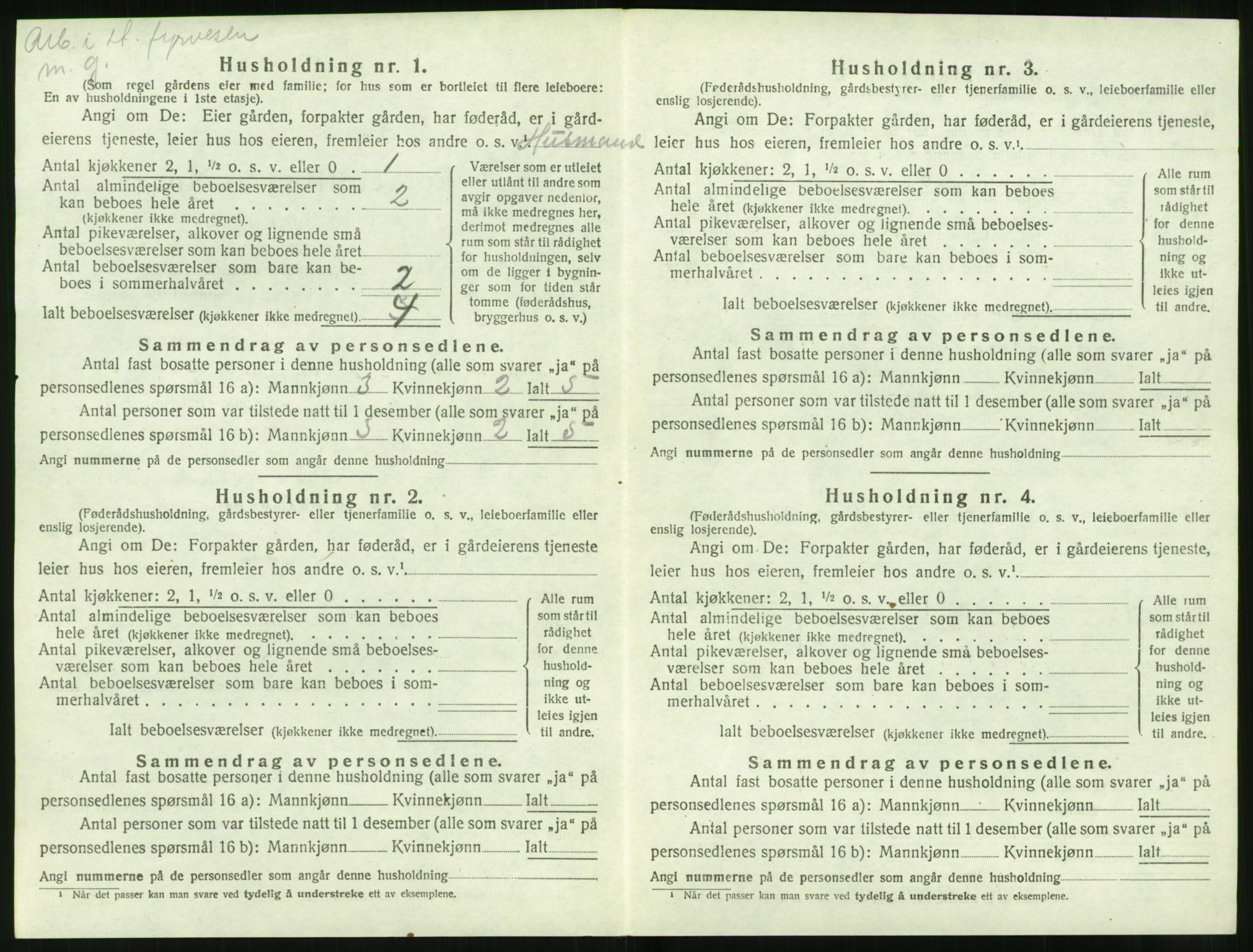 SAT, 1920 census for Volda, 1920, p. 1493