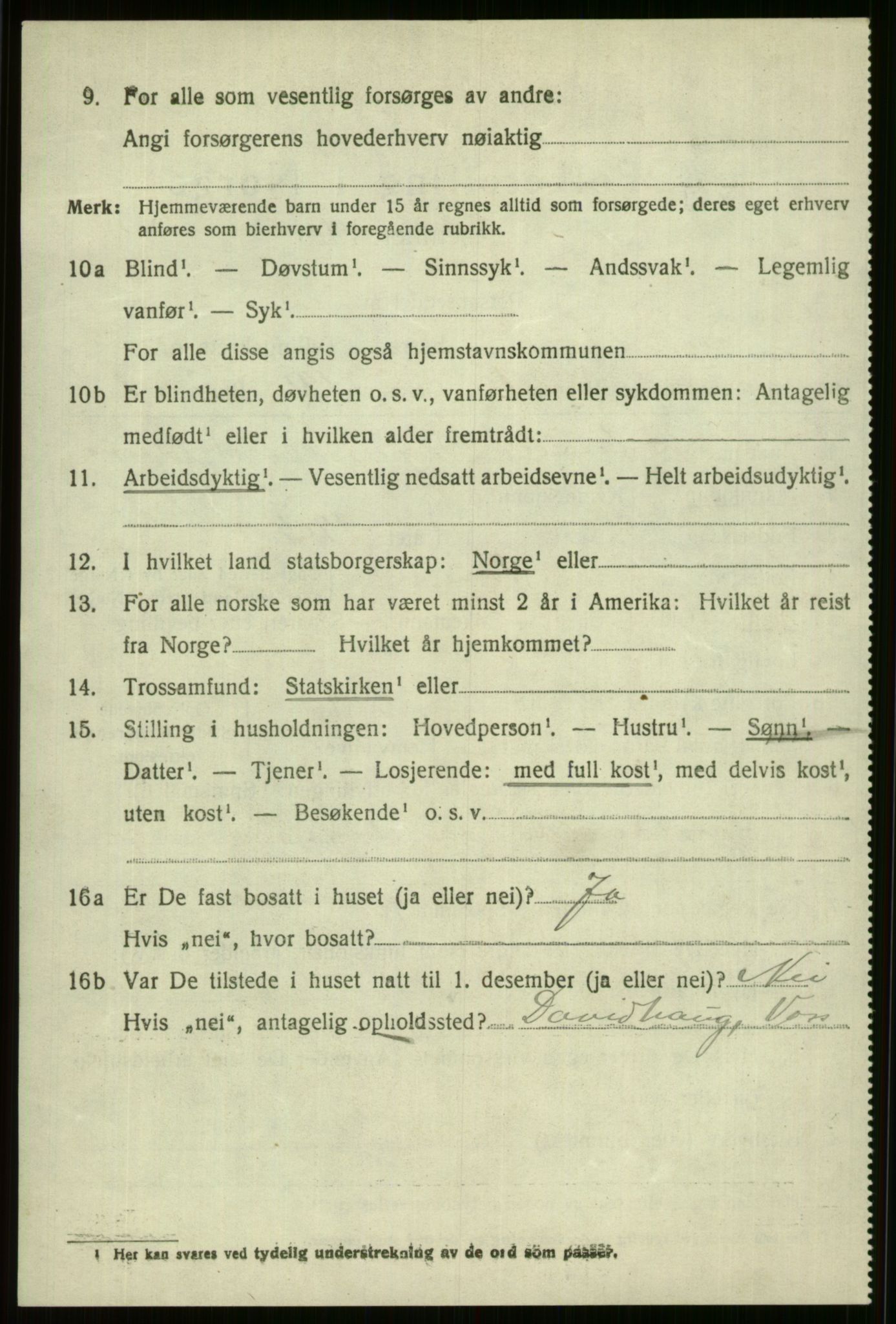 SAB, 1920 census for Voss, 1920, p. 16684