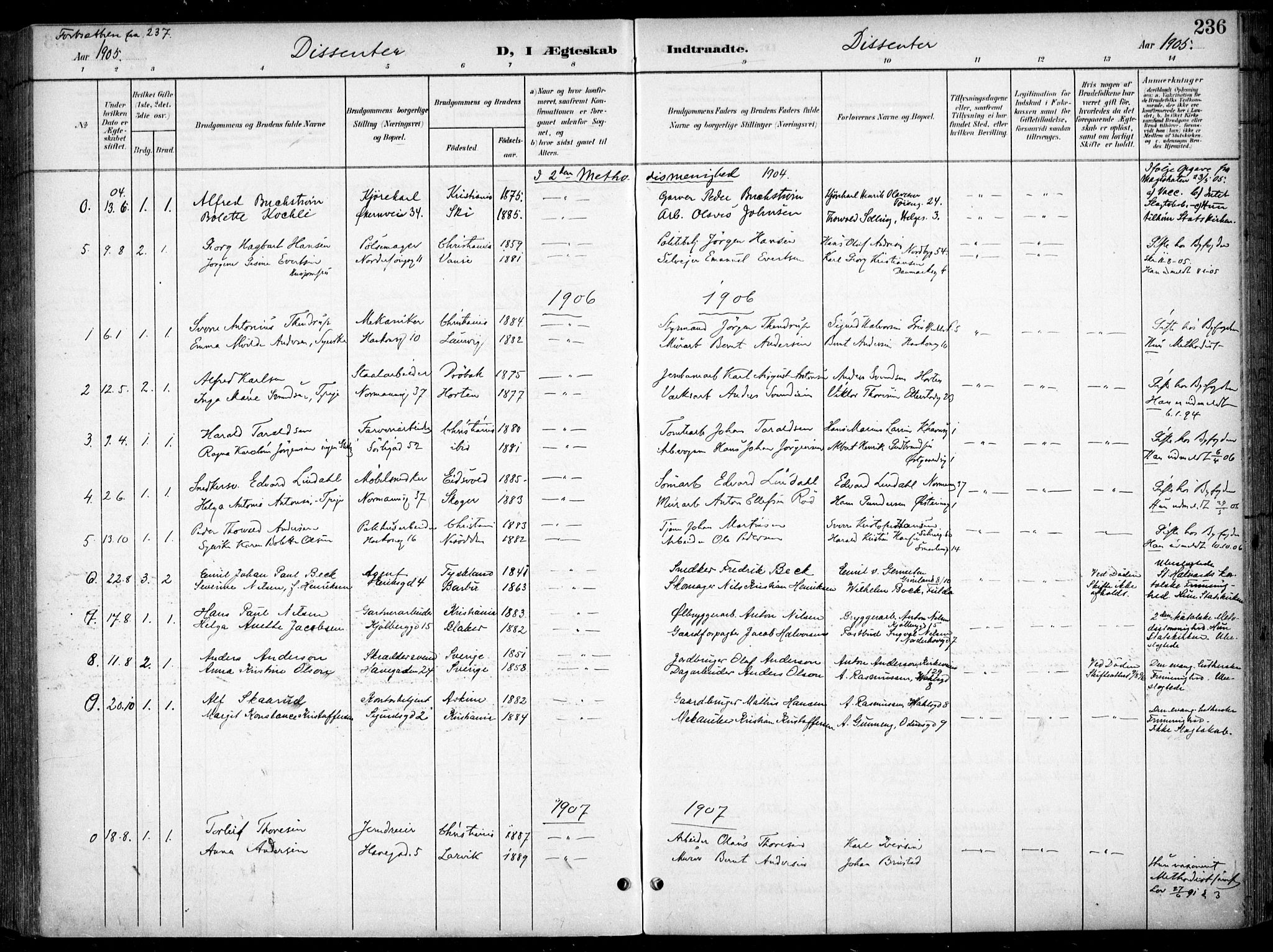 Kampen prestekontor Kirkebøker, SAO/A-10853/F/Fa/L0009: Parish register (official) no. I 9, 1899-1911, p. 236