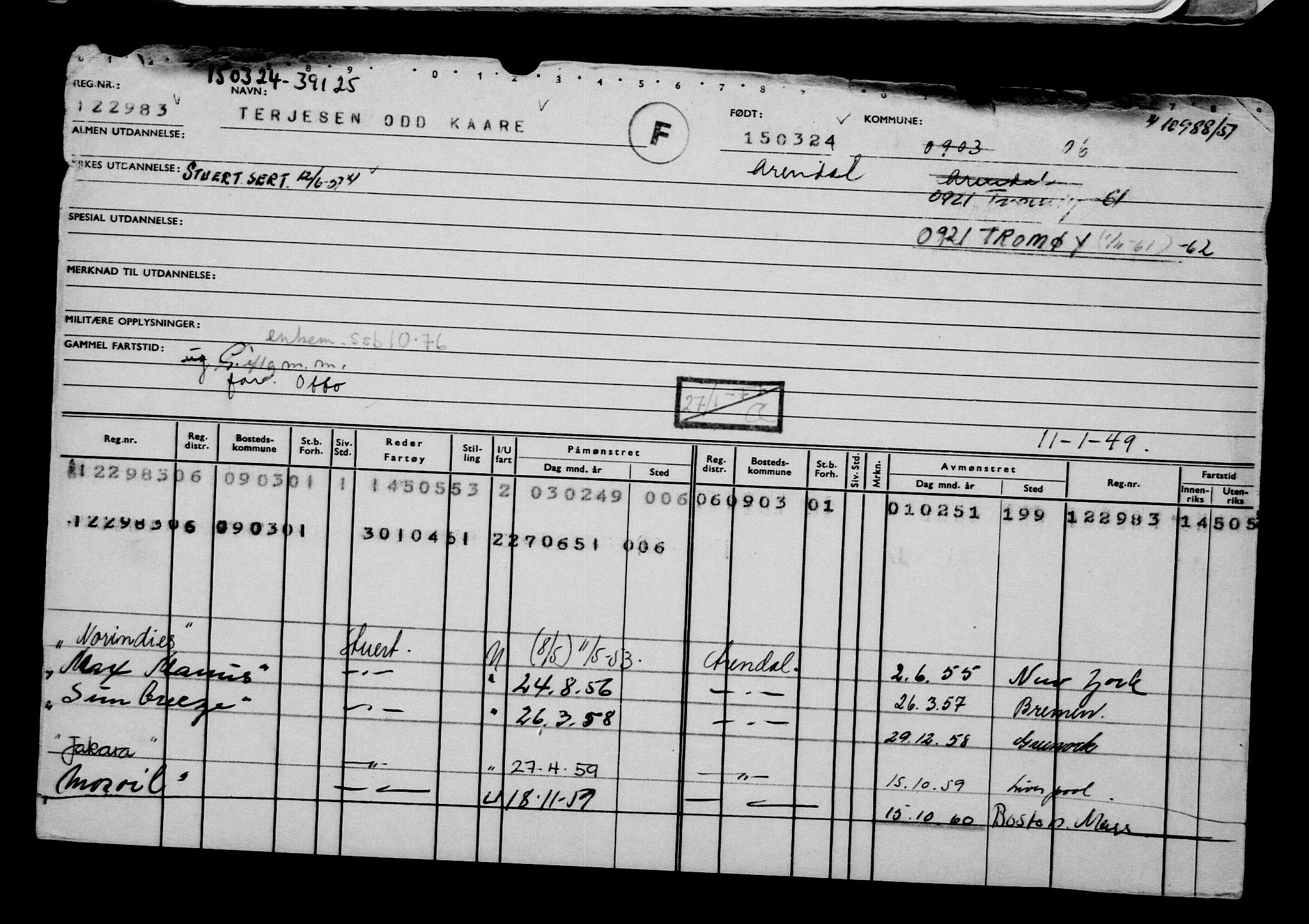 Direktoratet for sjømenn, RA/S-3545/G/Gb/L0229: Hovedkort, 1924, p. 15