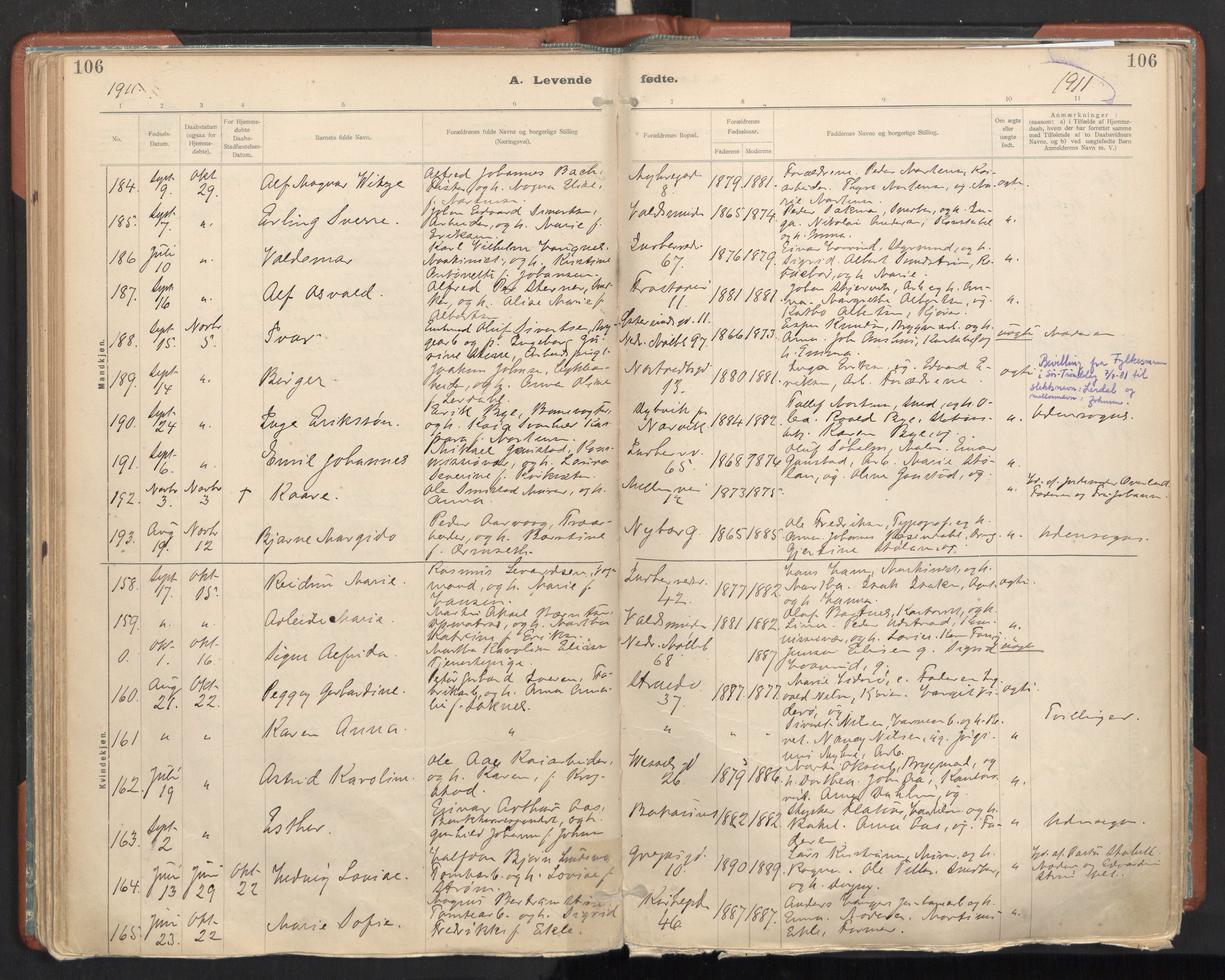 Ministerialprotokoller, klokkerbøker og fødselsregistre - Sør-Trøndelag, AV/SAT-A-1456/605/L0243: Parish register (official) no. 605A05, 1908-1923, p. 106