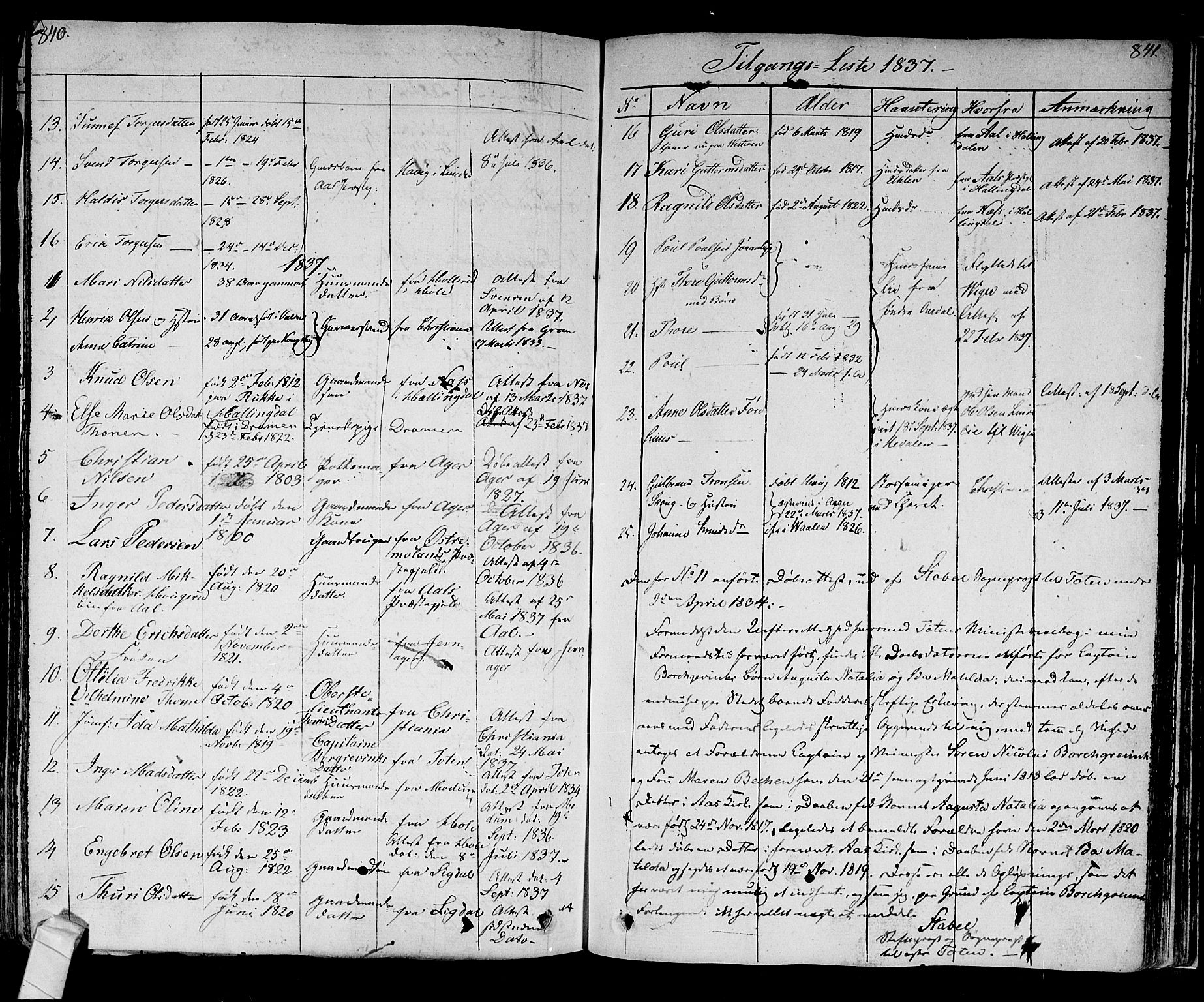 Norderhov kirkebøker, AV/SAKO-A-237/F/Fa/L0009: Parish register (official) no. 9, 1819-1837, p. 840-841