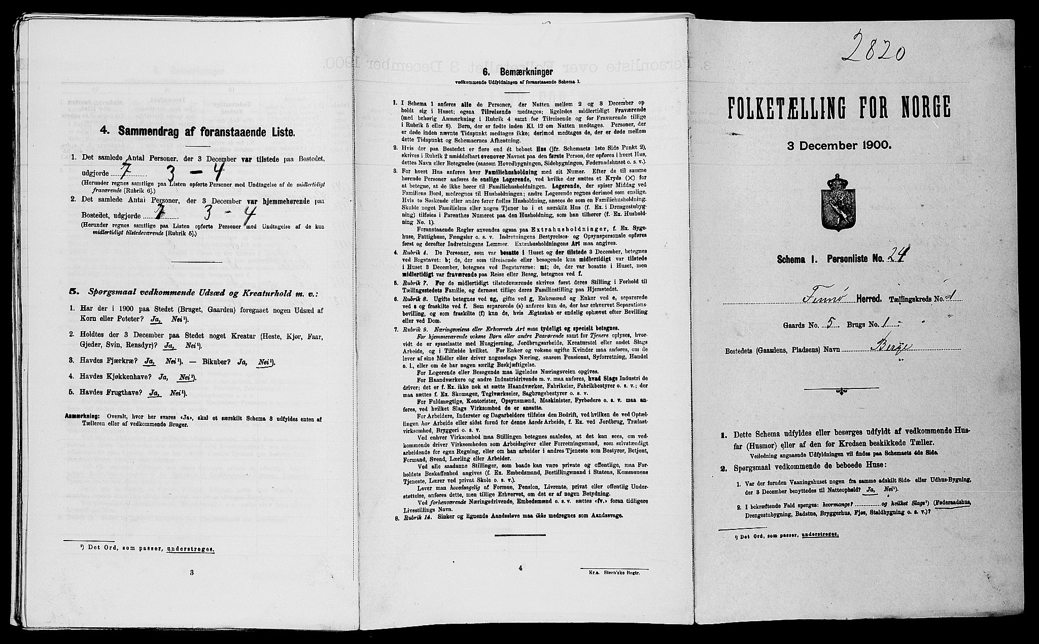 SAST, 1900 census for Finnøy, 1900, p. 105