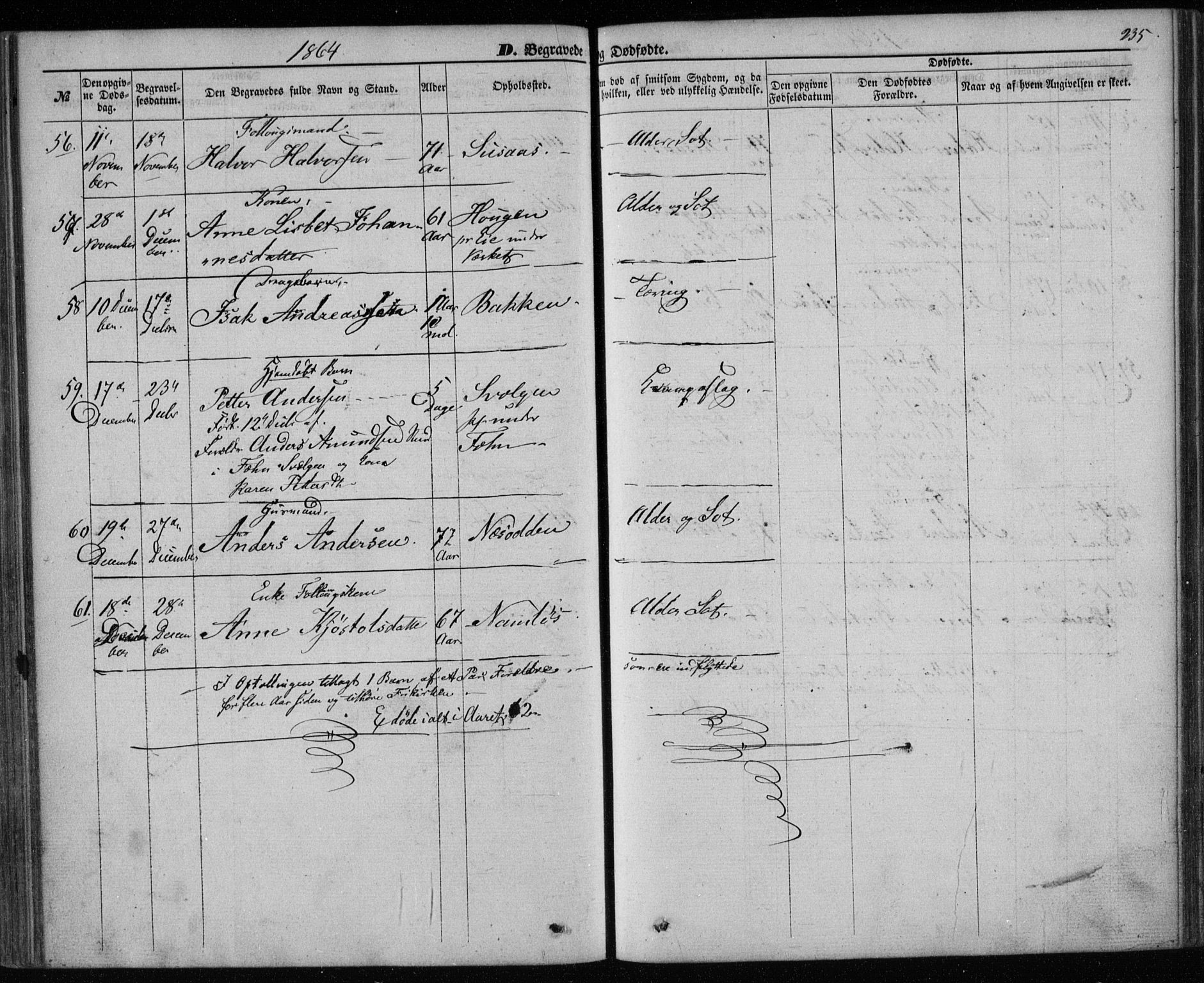 Holla kirkebøker, AV/SAKO-A-272/F/Fa/L0006: Parish register (official) no. 6, 1861-1869, p. 235