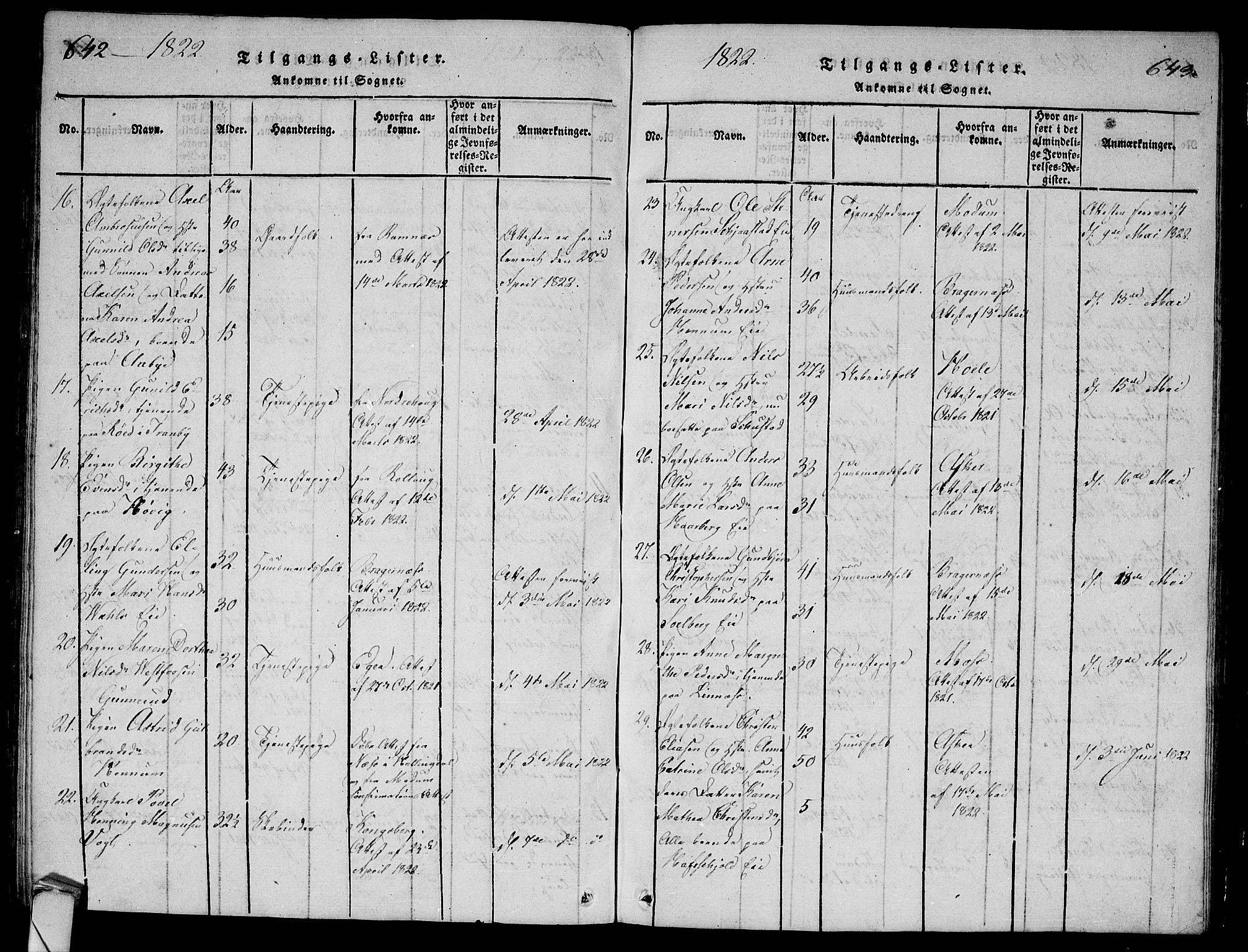 Lier kirkebøker, AV/SAKO-A-230/G/Ga/L0001: Parish register (copy) no. I 1, 1813-1824, p. 642-643