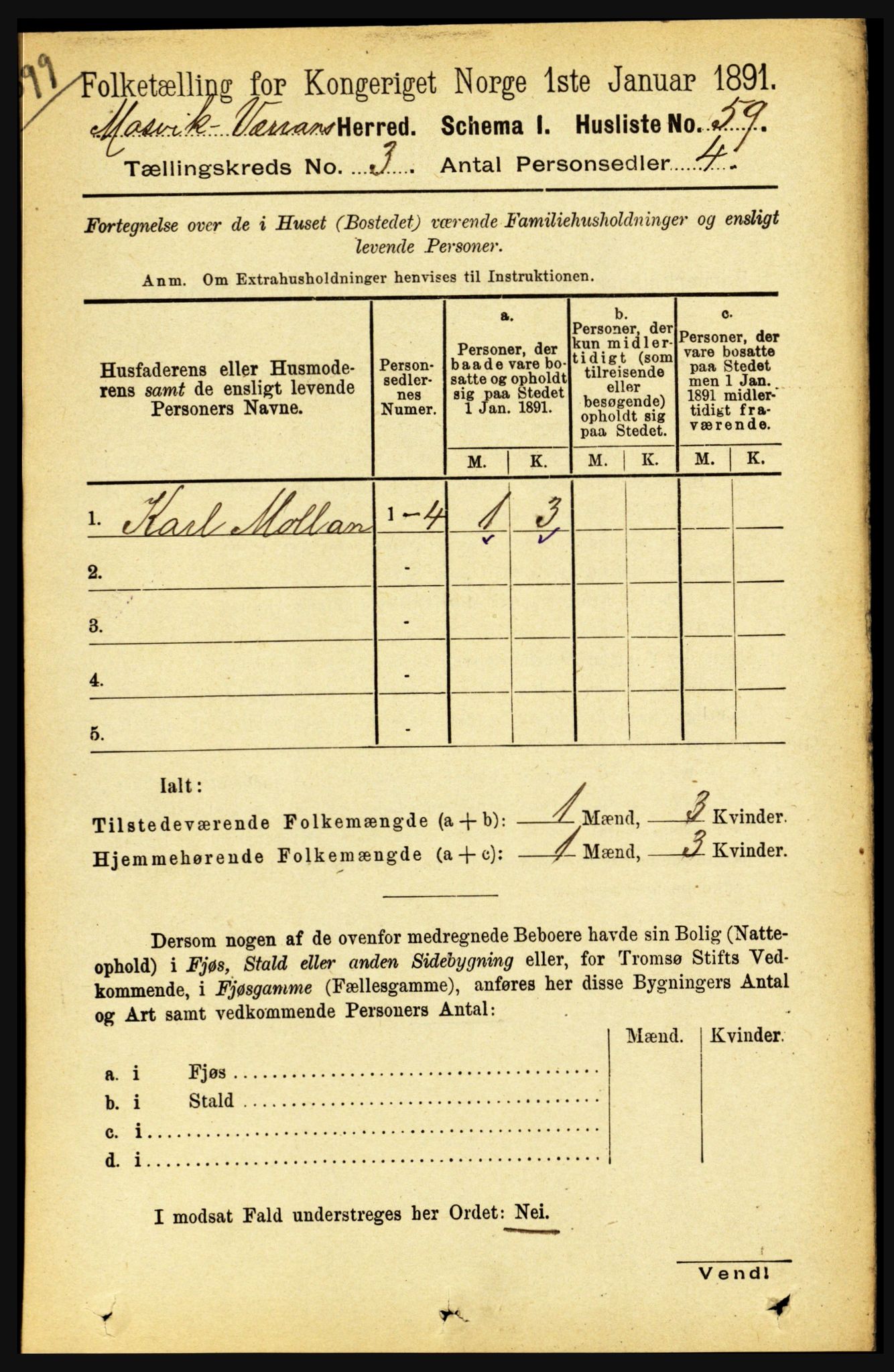 RA, 1891 census for 1723 Mosvik og Verran, 1891, p. 931