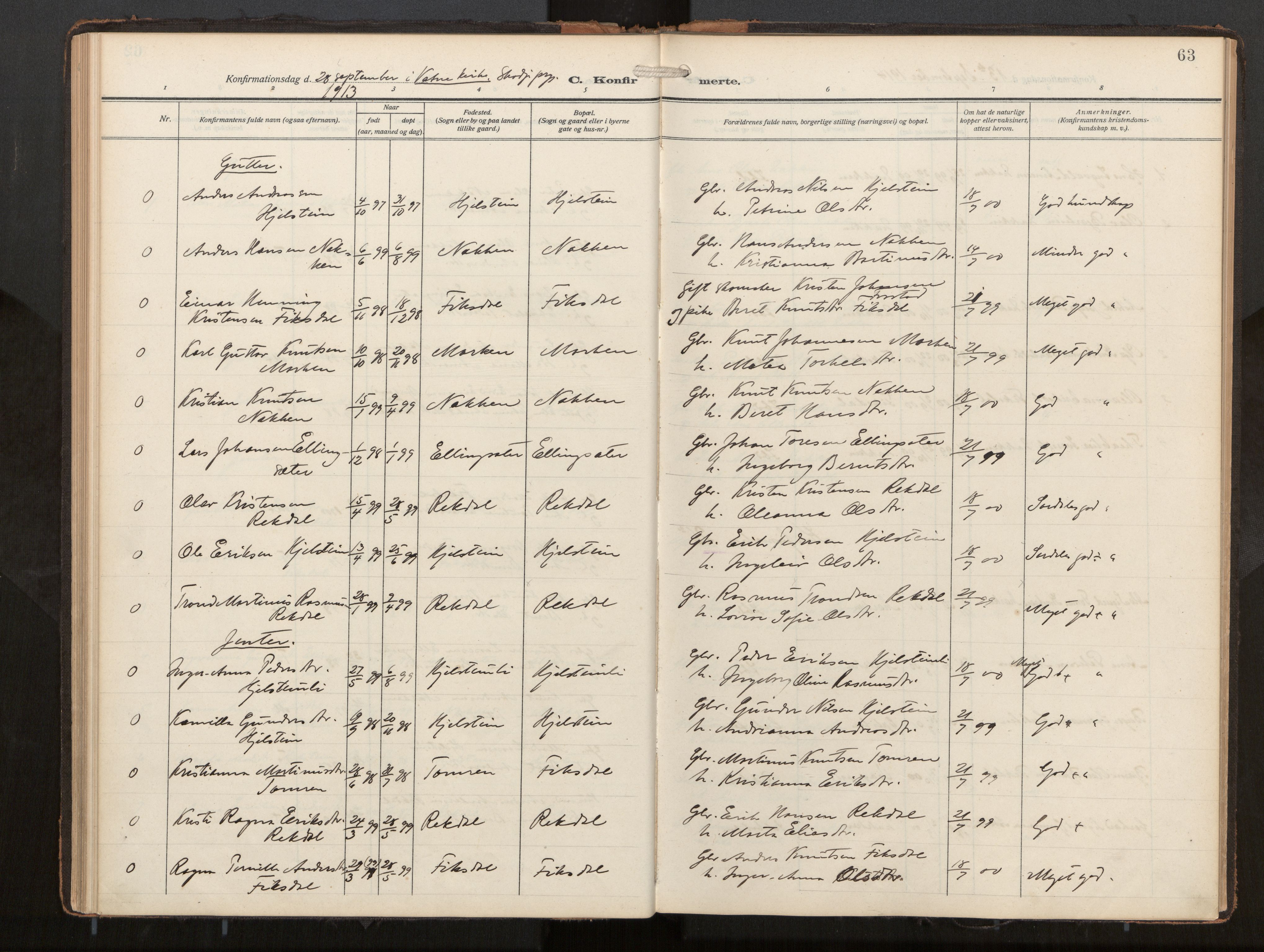 Ministerialprotokoller, klokkerbøker og fødselsregistre - Møre og Romsdal, AV/SAT-A-1454/540/L0540b: Parish register (official) no. 540A03, 1909-1932, p. 63