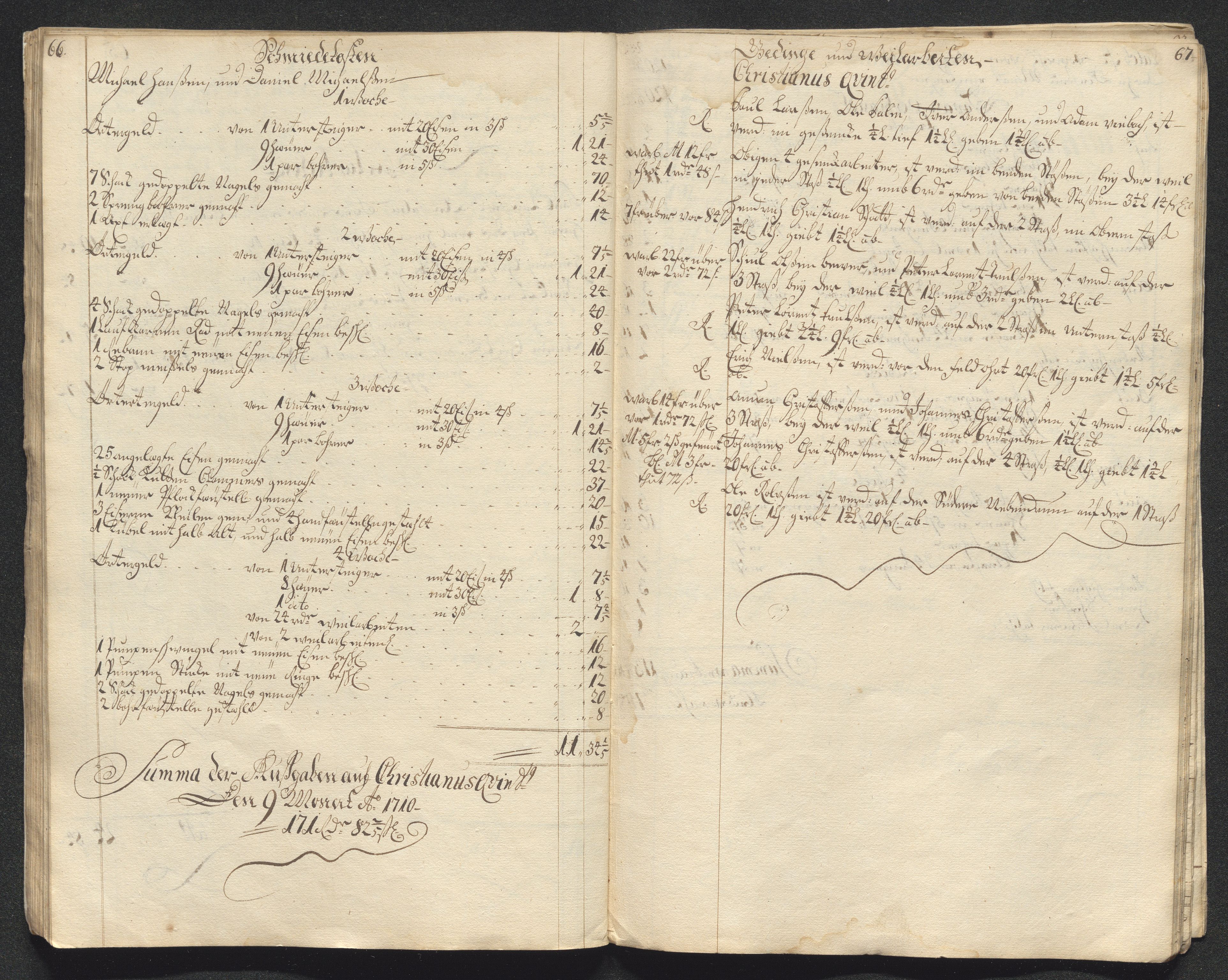 Kongsberg Sølvverk 1623-1816, AV/SAKO-EA-3135/001/D/Dc/Dcd/L0099: Utgiftsregnskap for gruver m.m., 1710, p. 411