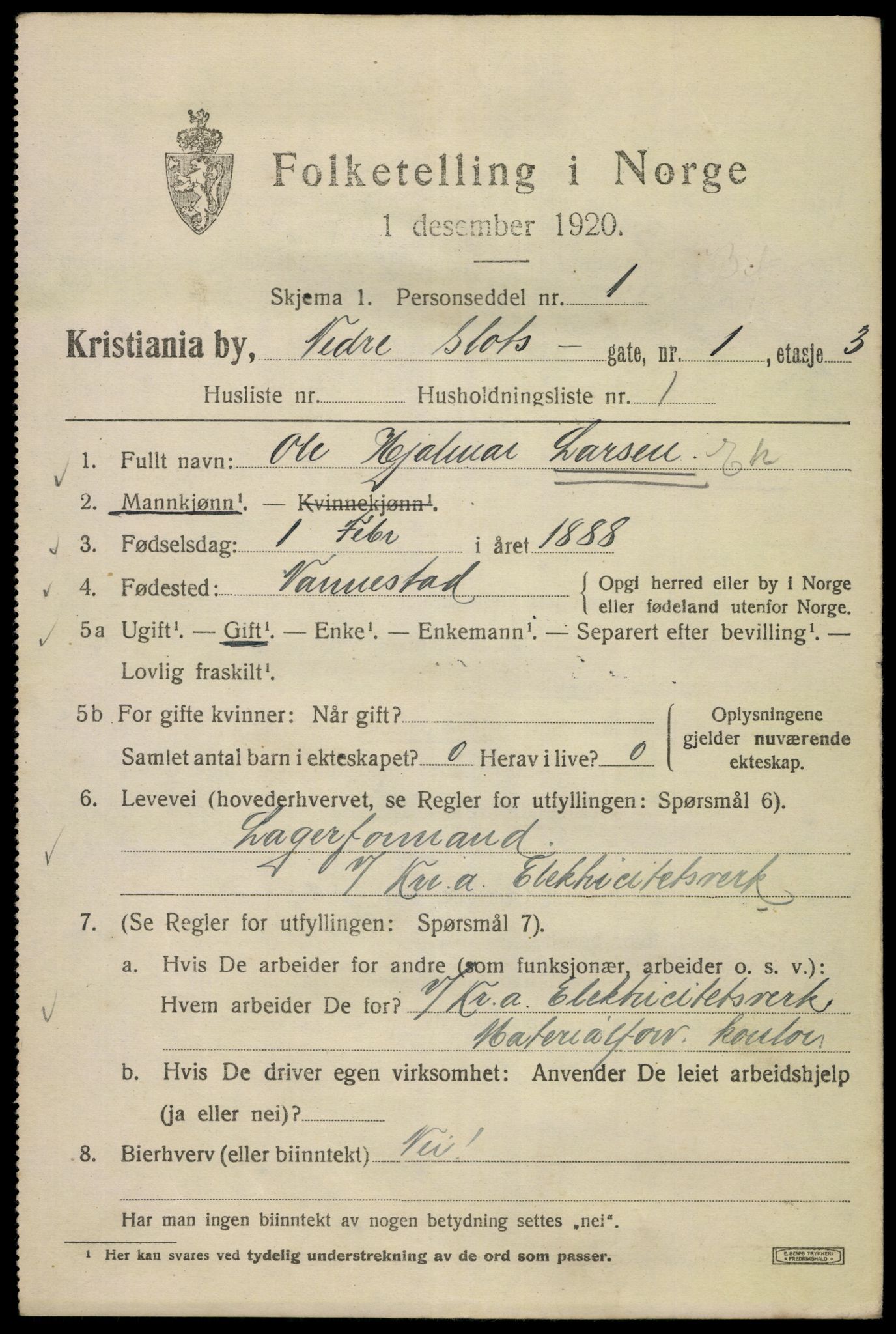 SAO, 1920 census for Kristiania, 1920, p. 410375