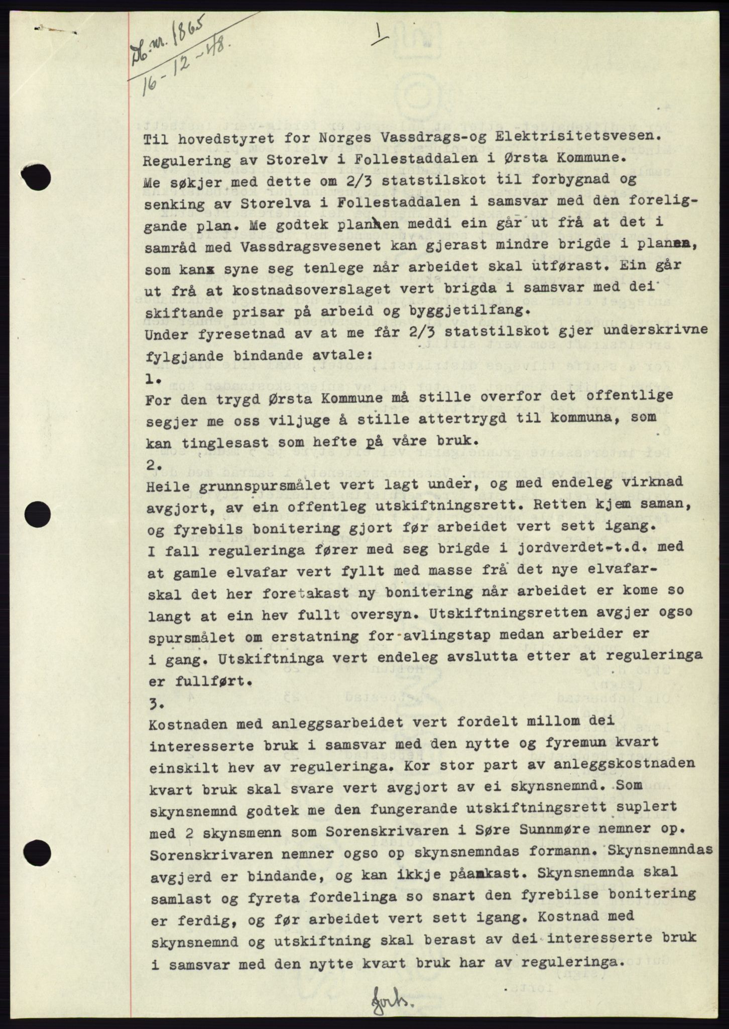 Søre Sunnmøre sorenskriveri, AV/SAT-A-4122/1/2/2C/L0083: Mortgage book no. 9A, 1948-1949, Diary no: : 1865/1948