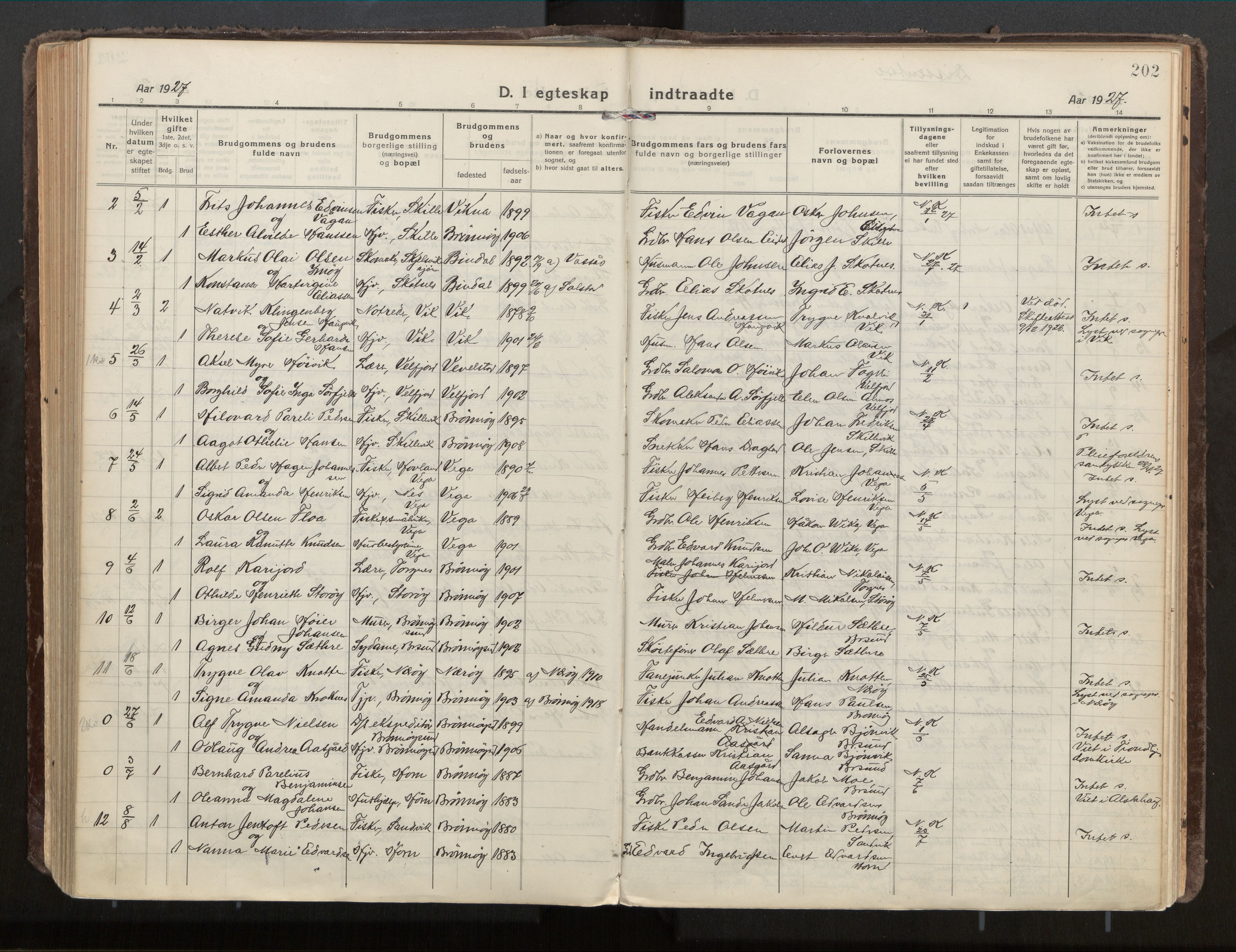 Ministerialprotokoller, klokkerbøker og fødselsregistre - Nordland, SAT/A-1459/813/L0207a: Parish register (official) no. 813A18, 1919-1927, p. 202