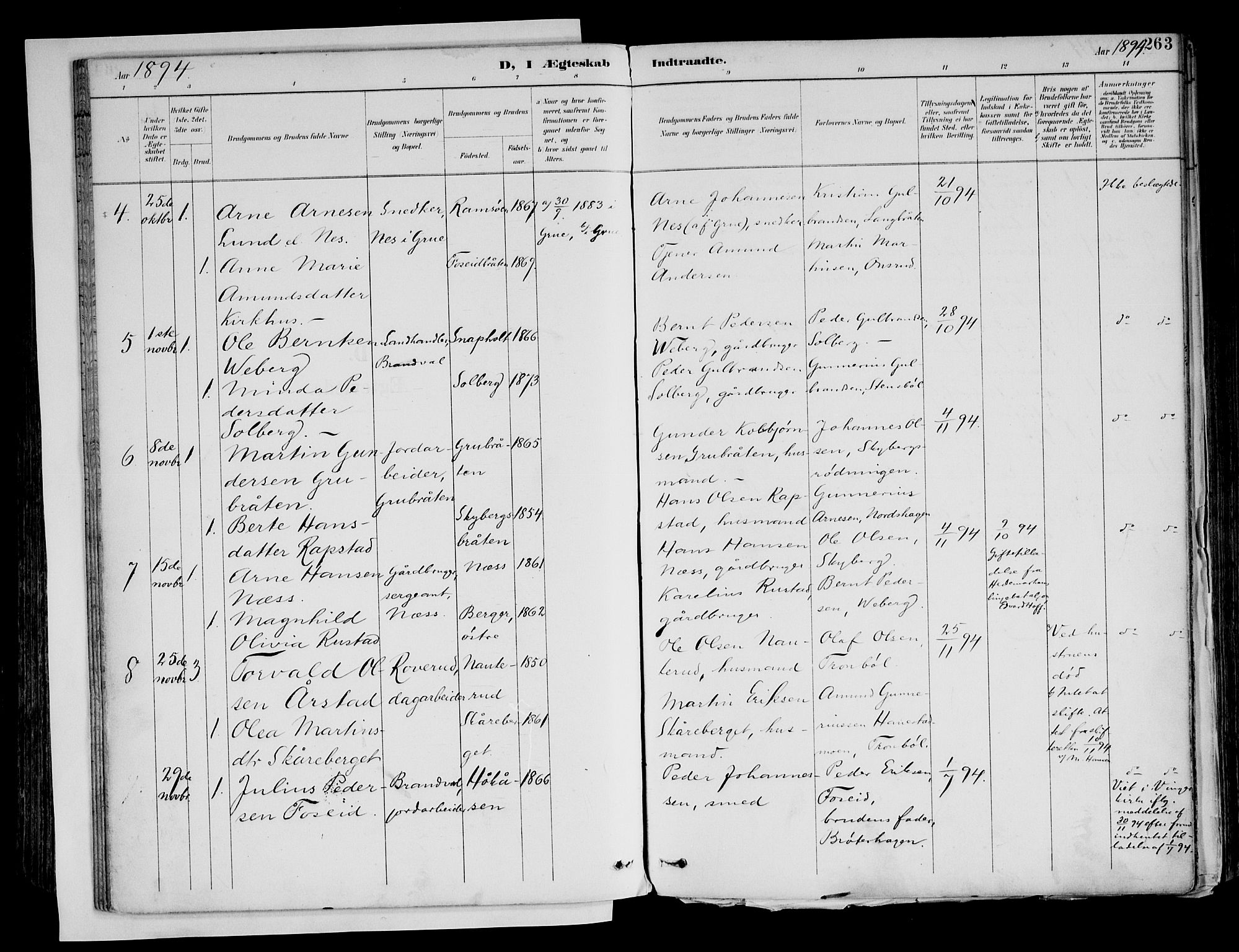 Brandval prestekontor, AV/SAH-PREST-034/H/Ha/Haa/L0003: Parish register (official) no. 3, 1894-1909, p. 263