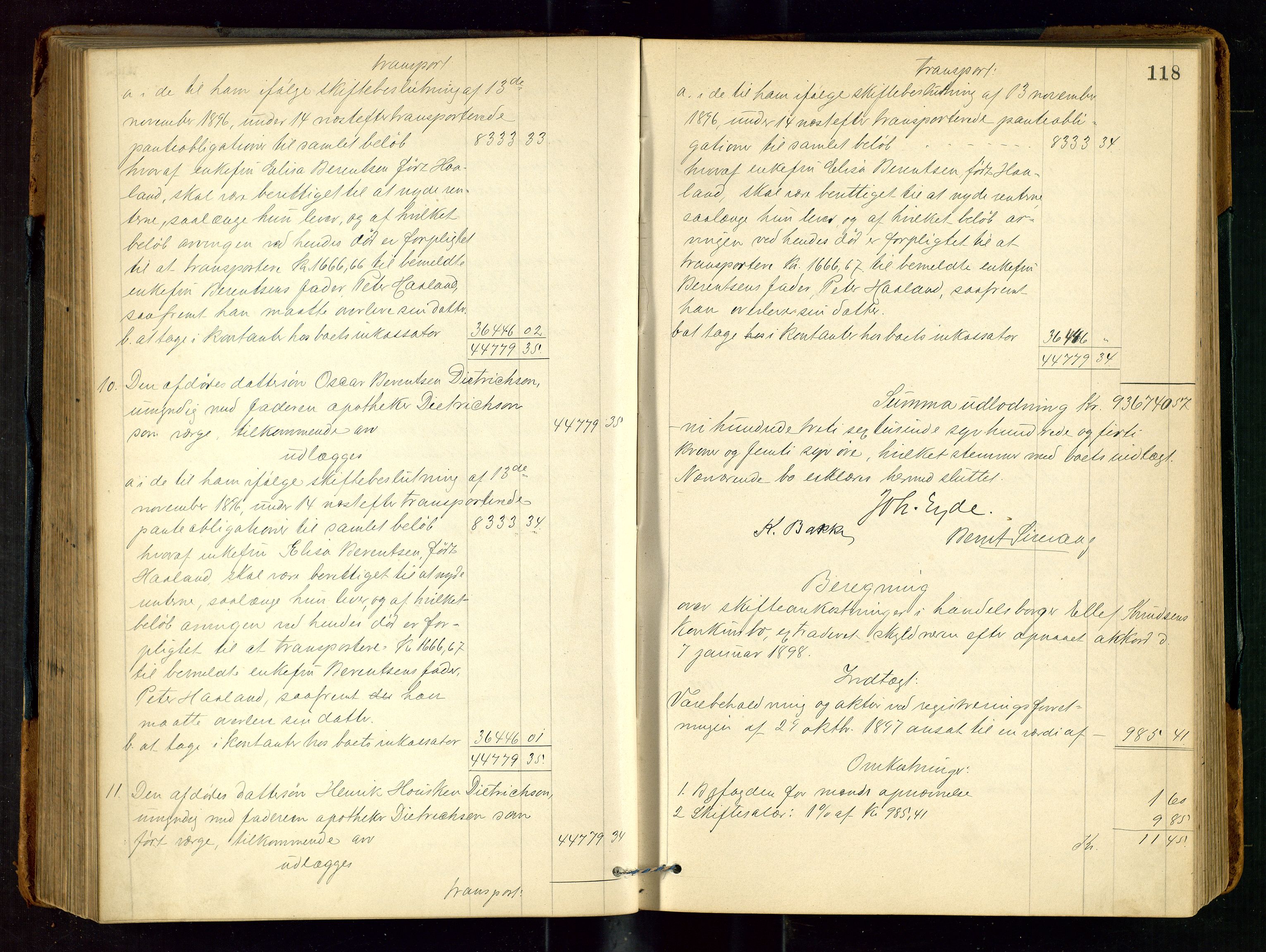 Stavanger skifteforvalter, AV/SAST-A-101412/001/5/50/503BB/L0003: Skifteutlodningsprotokoll, 1896-1901, p. 118