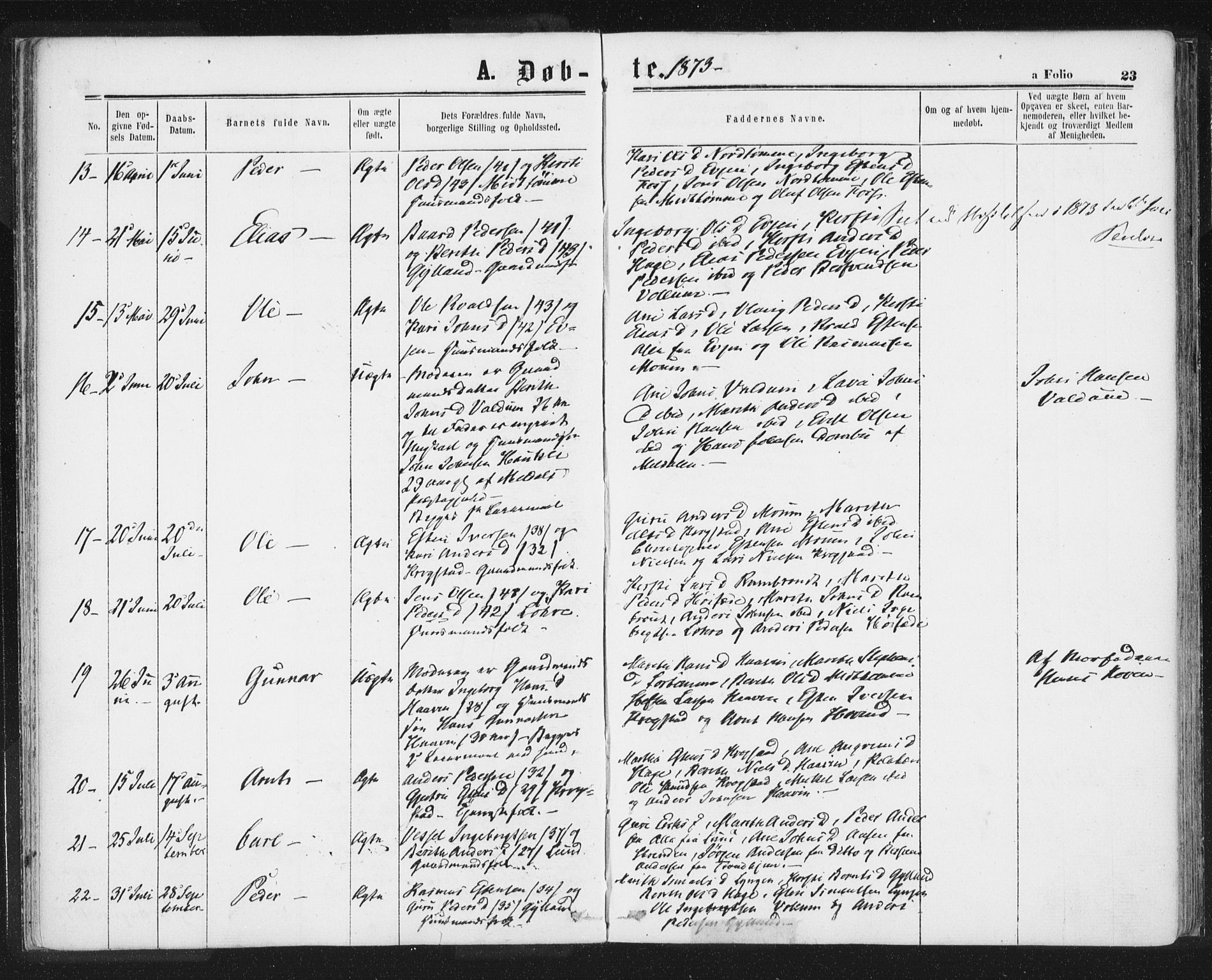 Ministerialprotokoller, klokkerbøker og fødselsregistre - Sør-Trøndelag, AV/SAT-A-1456/692/L1104: Parish register (official) no. 692A04, 1862-1878, p. 23