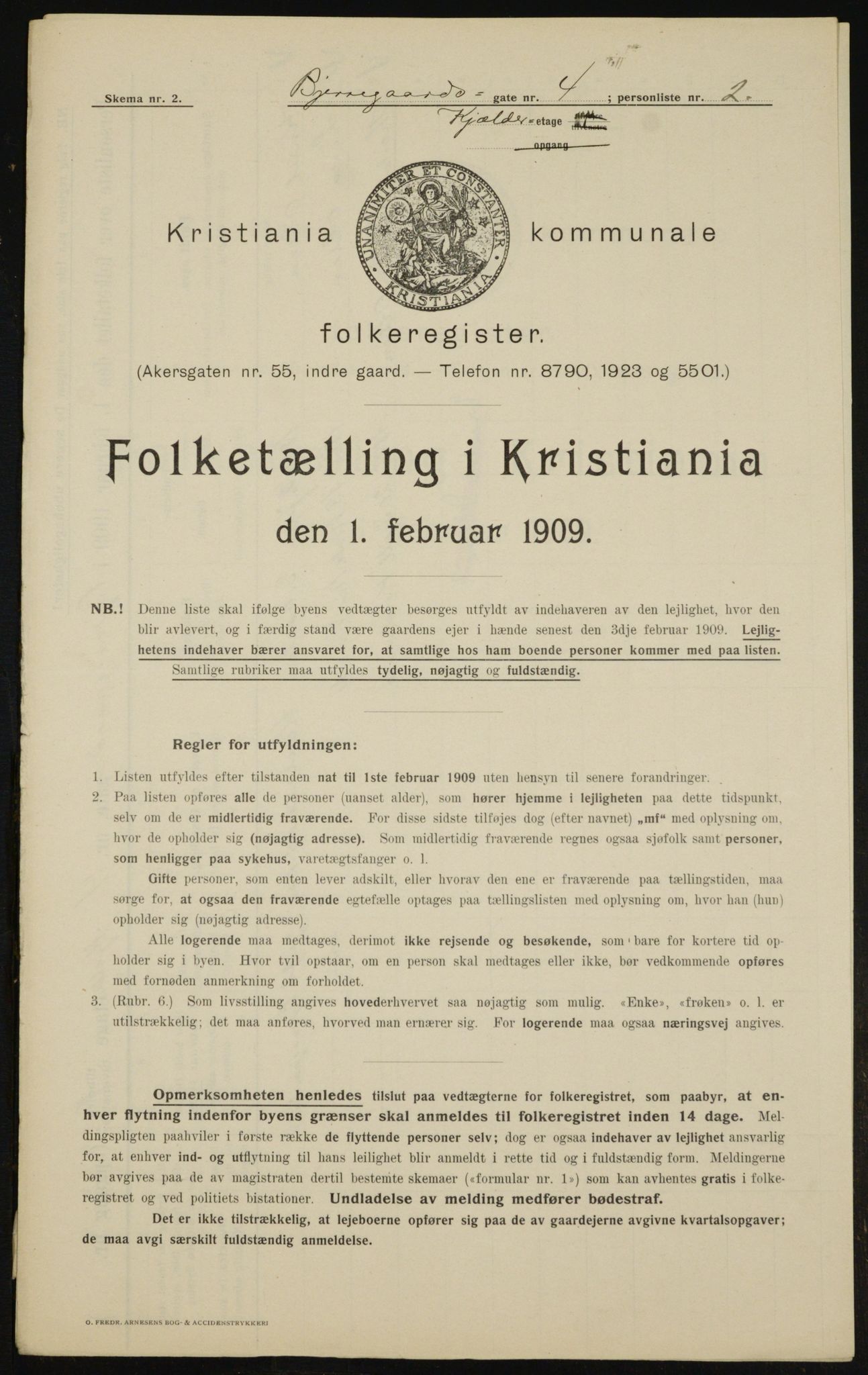 OBA, Municipal Census 1909 for Kristiania, 1909, p. 5159